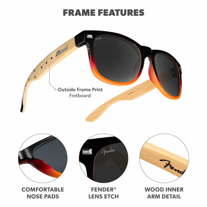 Sunburst Stratocaster™ Fort Knocks Sunglasses, Frame Features