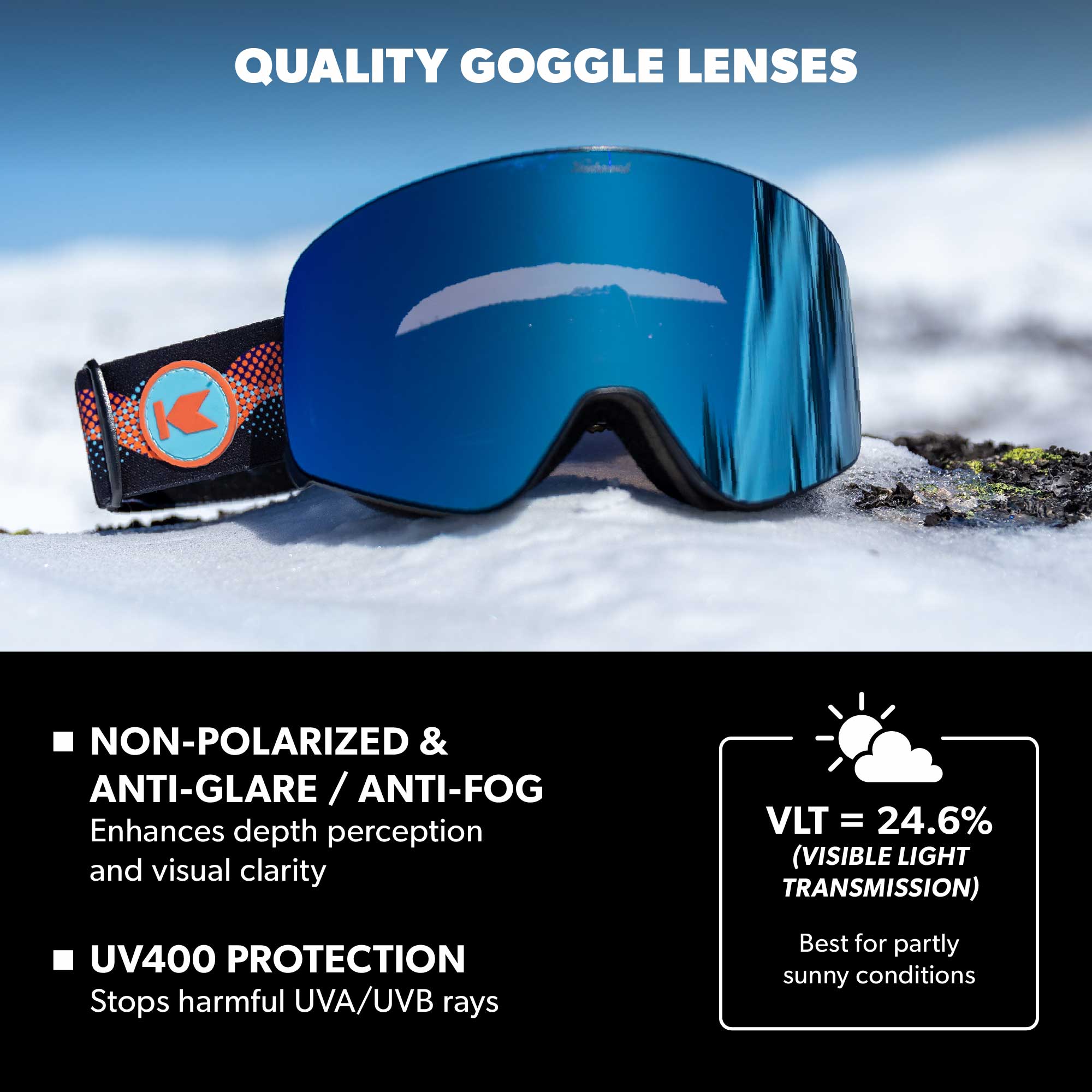 Knockaround Warp Speed Snow Goggles, Lens Features