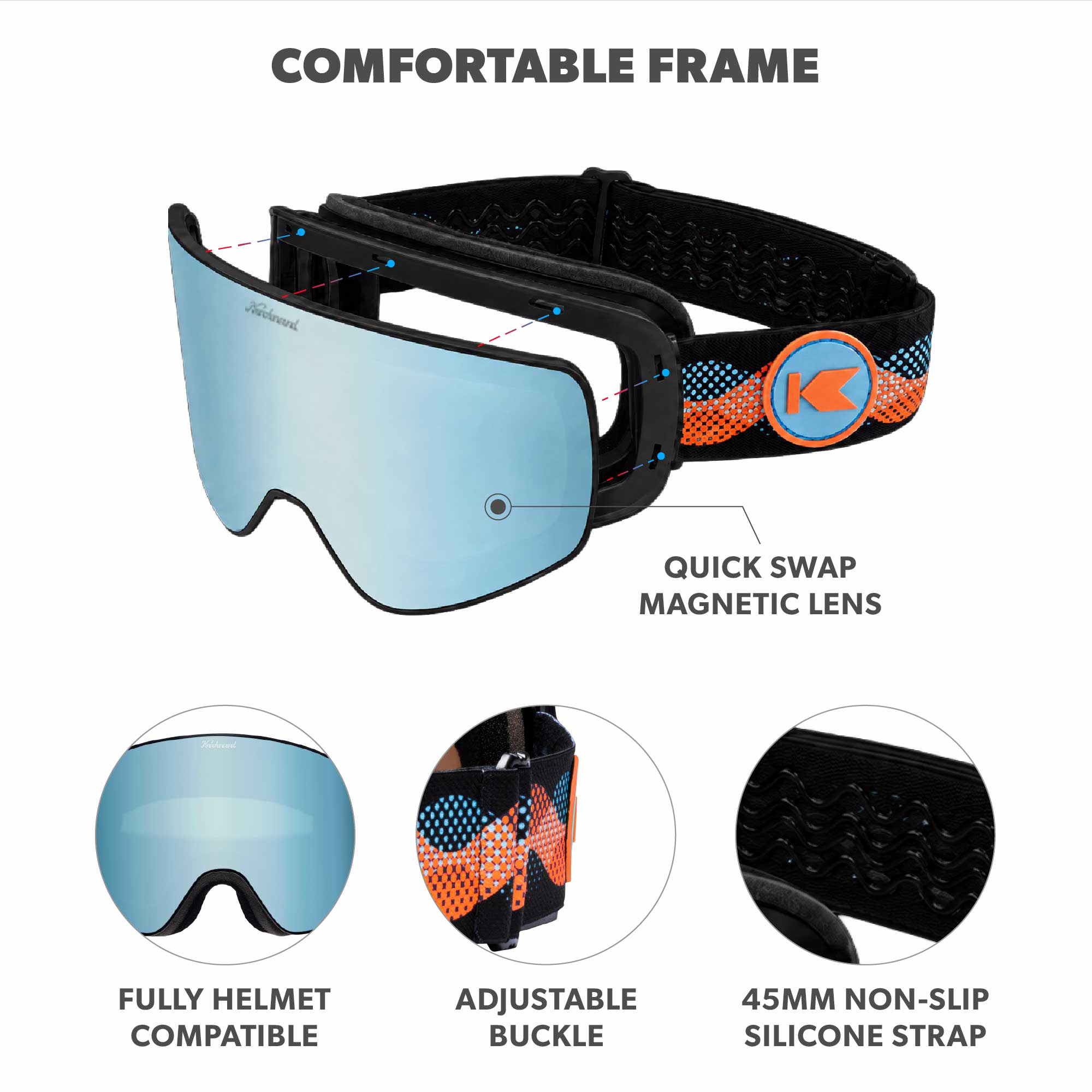 Knockaround Warp Speed Snow Goggles, Frame Features