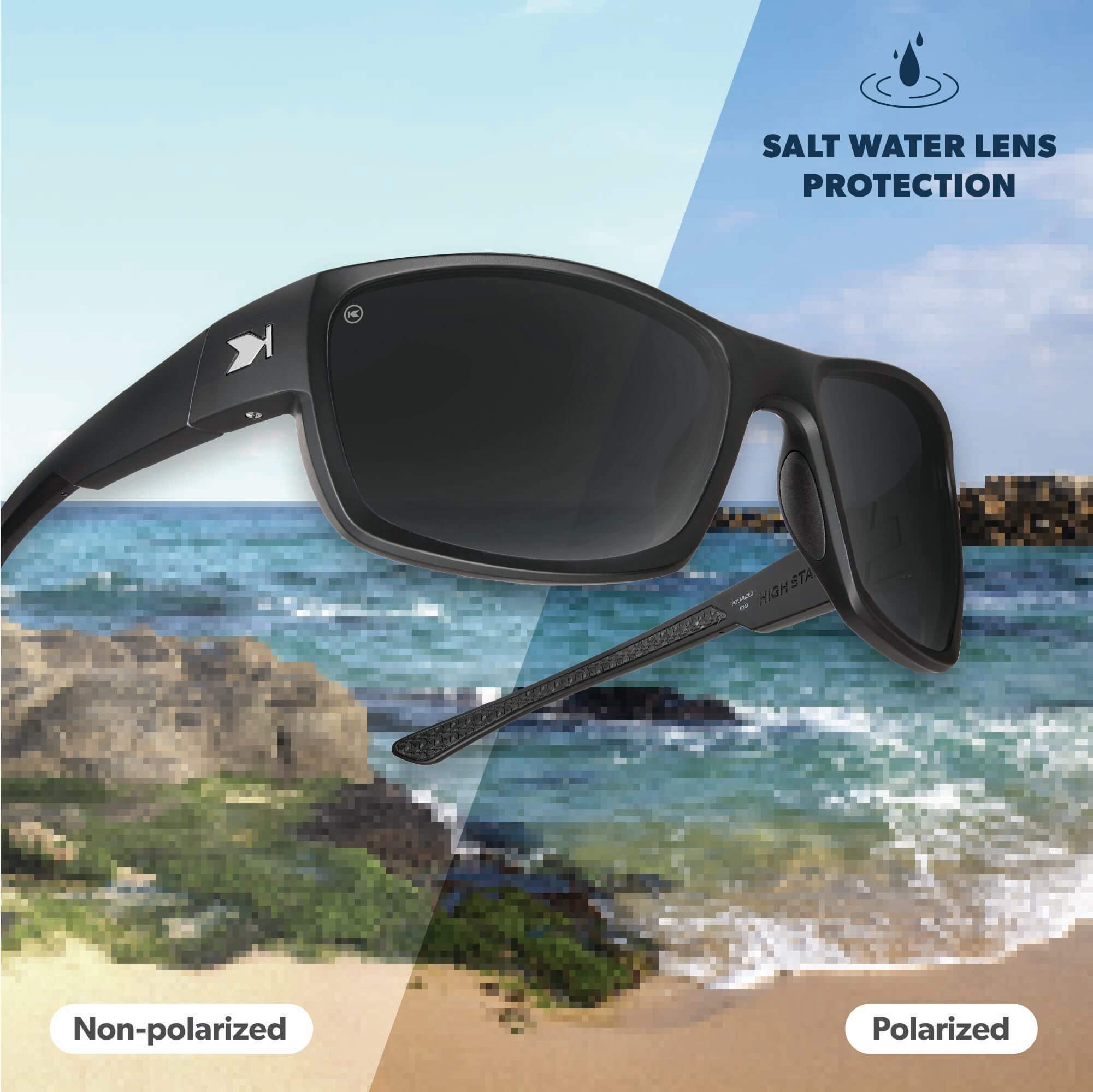 Blackout High Stakes Sunglasses, Polarized with Salt Water Lens Protection