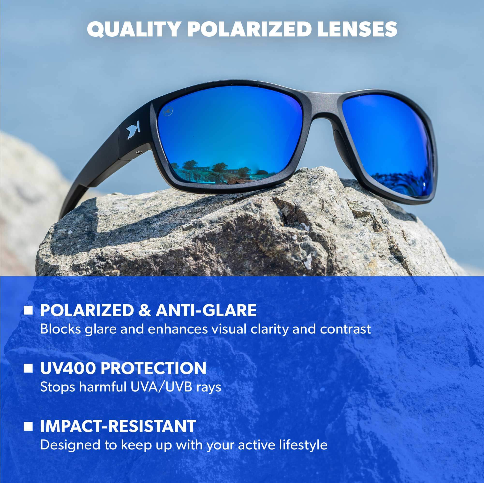 Midnight Ocean High Stakes Sunglasses, Lens Features