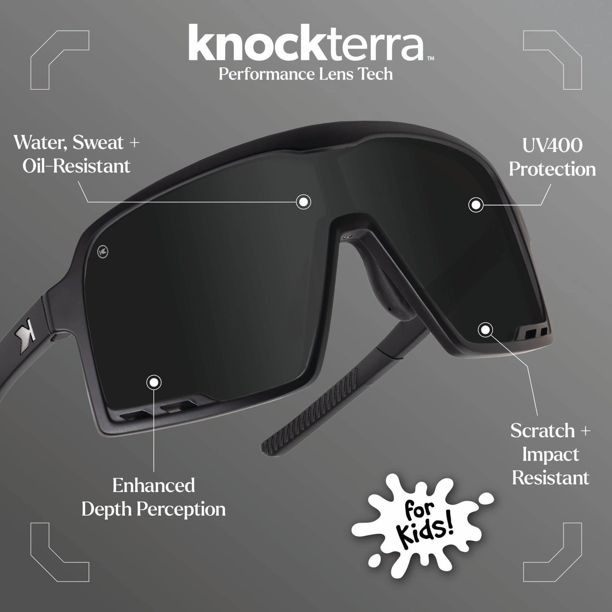 Black on Black Kids Campeones Sunglasses, Lens Features