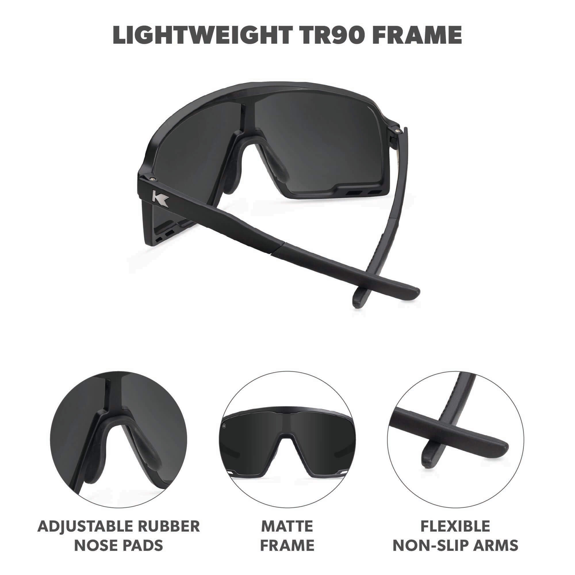 Black on Black Kids Campeones Sunglasses, Frame Features