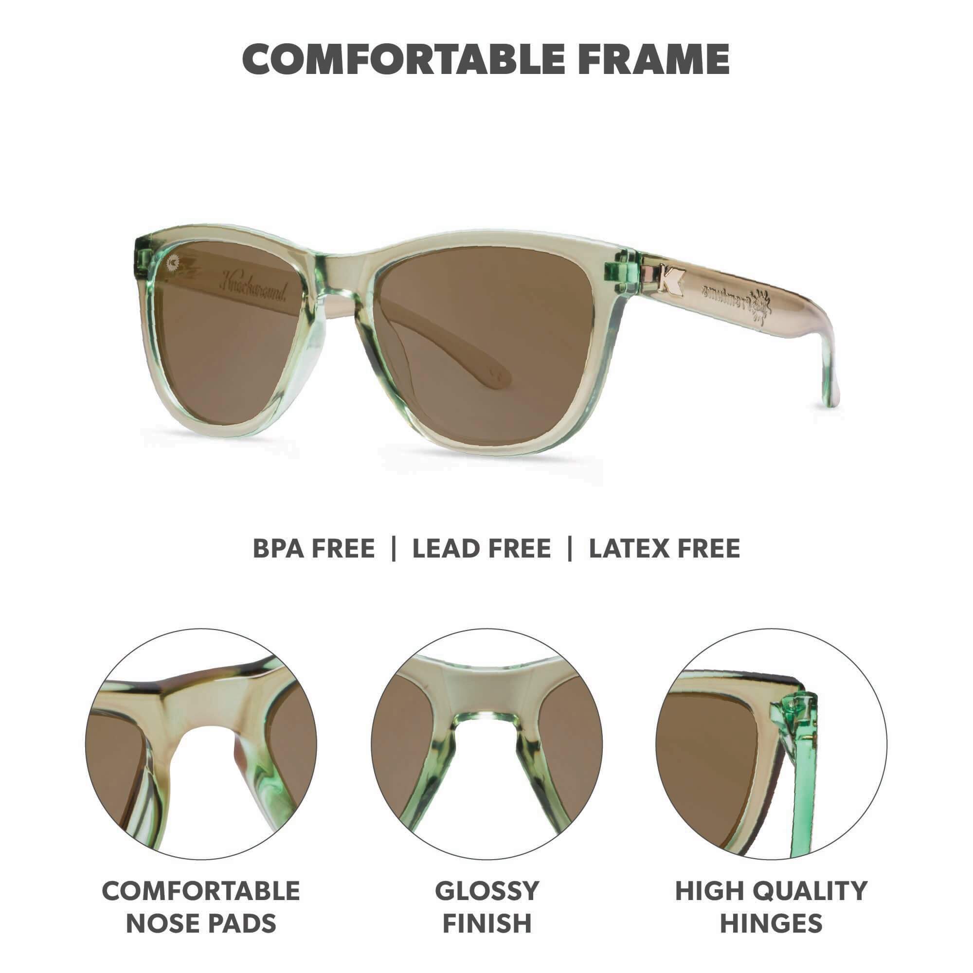 Aged Sage Kids Premiums Sunglasses, Frame Features