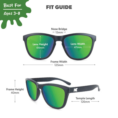 Black / Green Moonshine Kids Premiums Sunglasses, Fit Guide