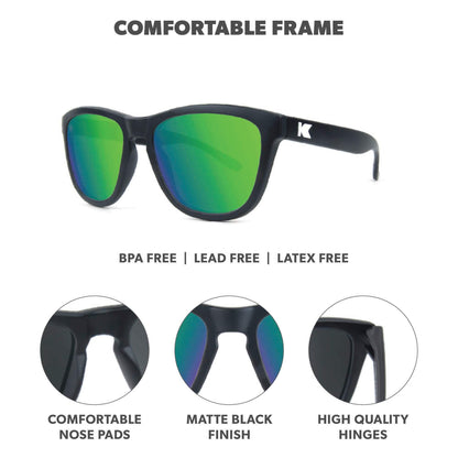 Black / Green Moonshine Kids Premiums Sunglasses, Frame Features