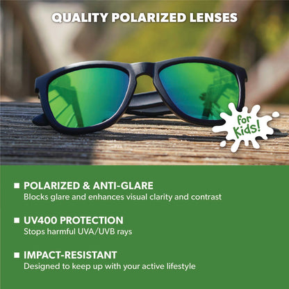 Black / Green Moonshine Kids Premiums Sunglasses, Lens Features
