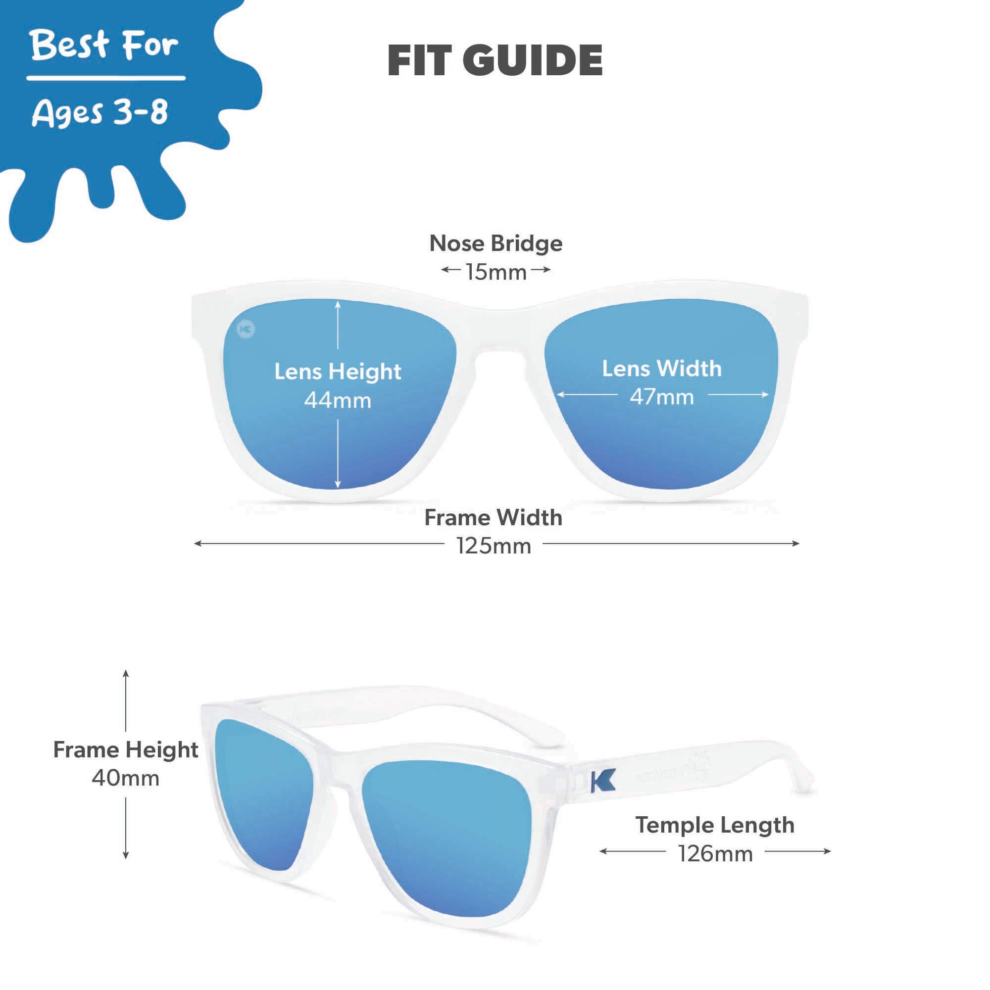 Blueberry Jellyfish Kids Premiums Sunglasses, Fit Guide