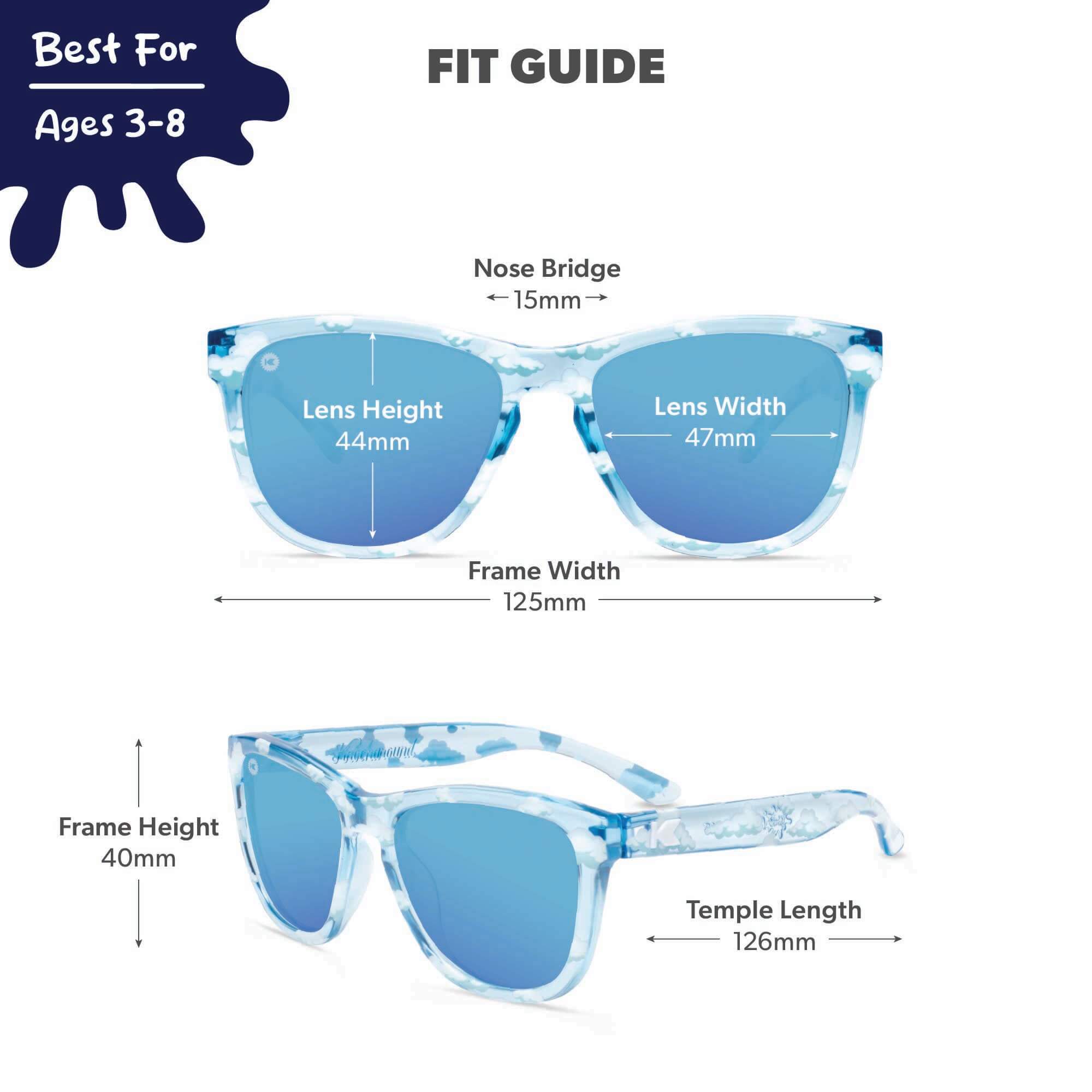 Head in the Clouds Kids Premiums Sunglasses, Fit Guide