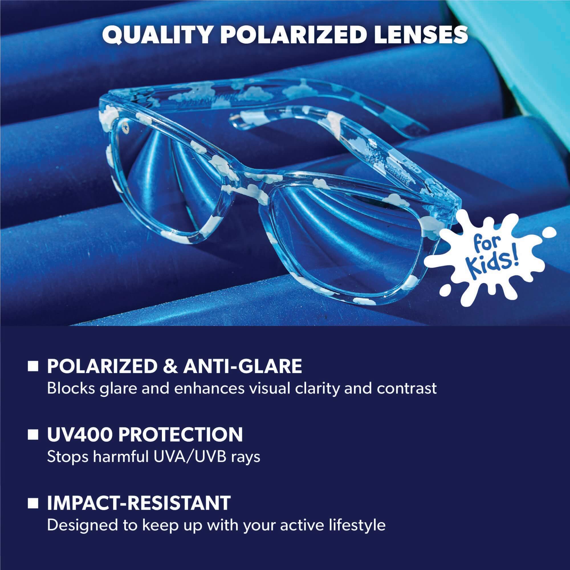 Head in the Clouds Kids Premiums Sunglasses, Lens Features