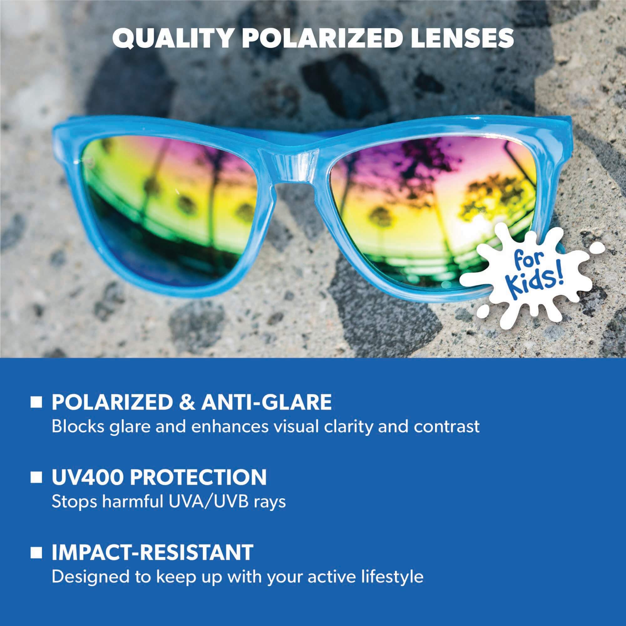 Rainbow Blues Kids Premiums Sunglasses, Lens Features