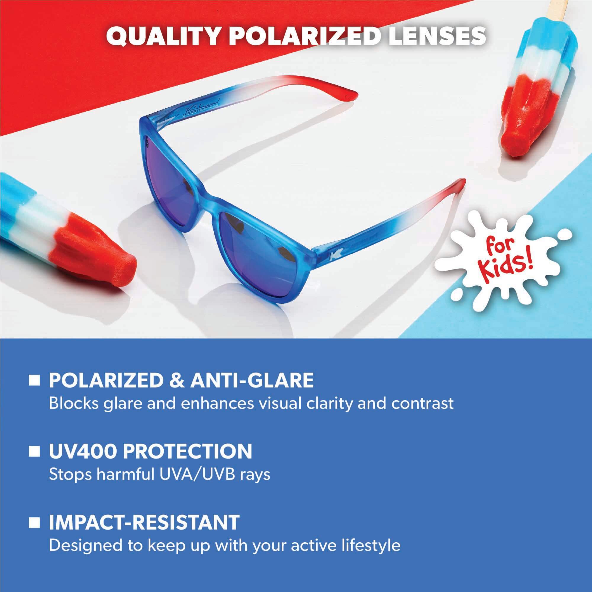 Rocket Pop Kids Premiums Sunglasses, Lens Features