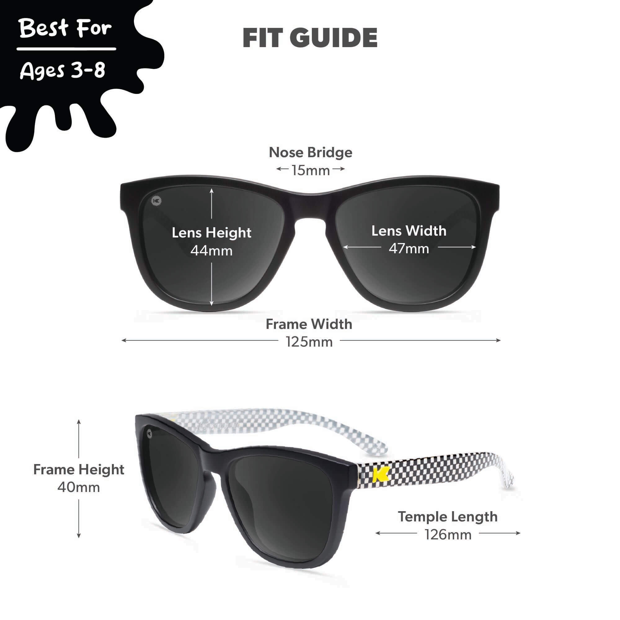 Sk8er Kids Premiums Sunglasses, Fit Guide