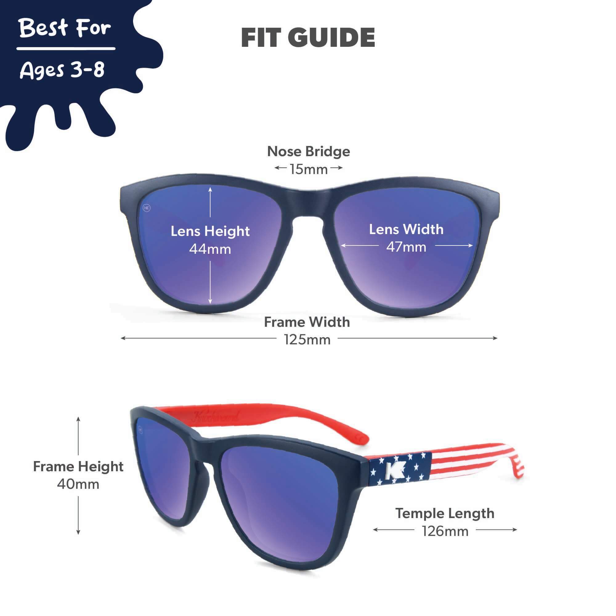 Star Spangled Kids Premiums Sunglasses, Fit Guide