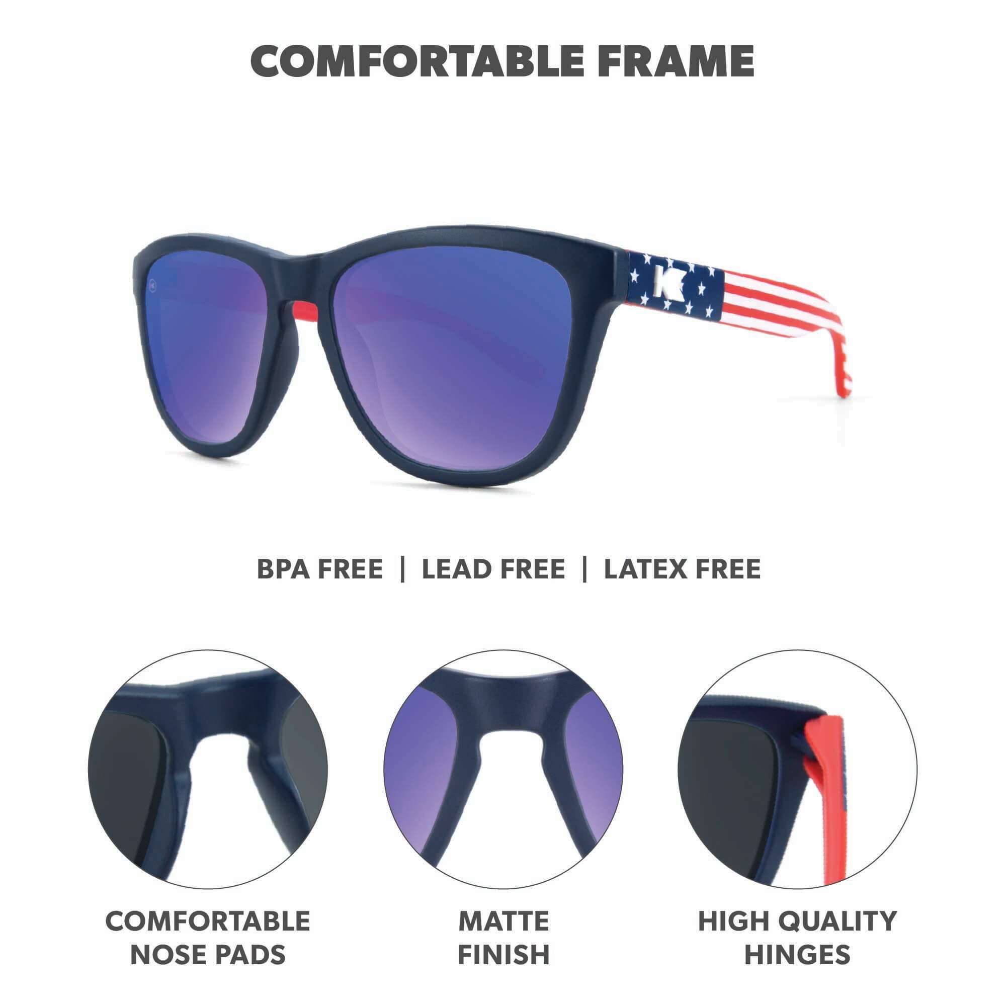Star Spangled Kids Premiums Sunglasses, Frame Features