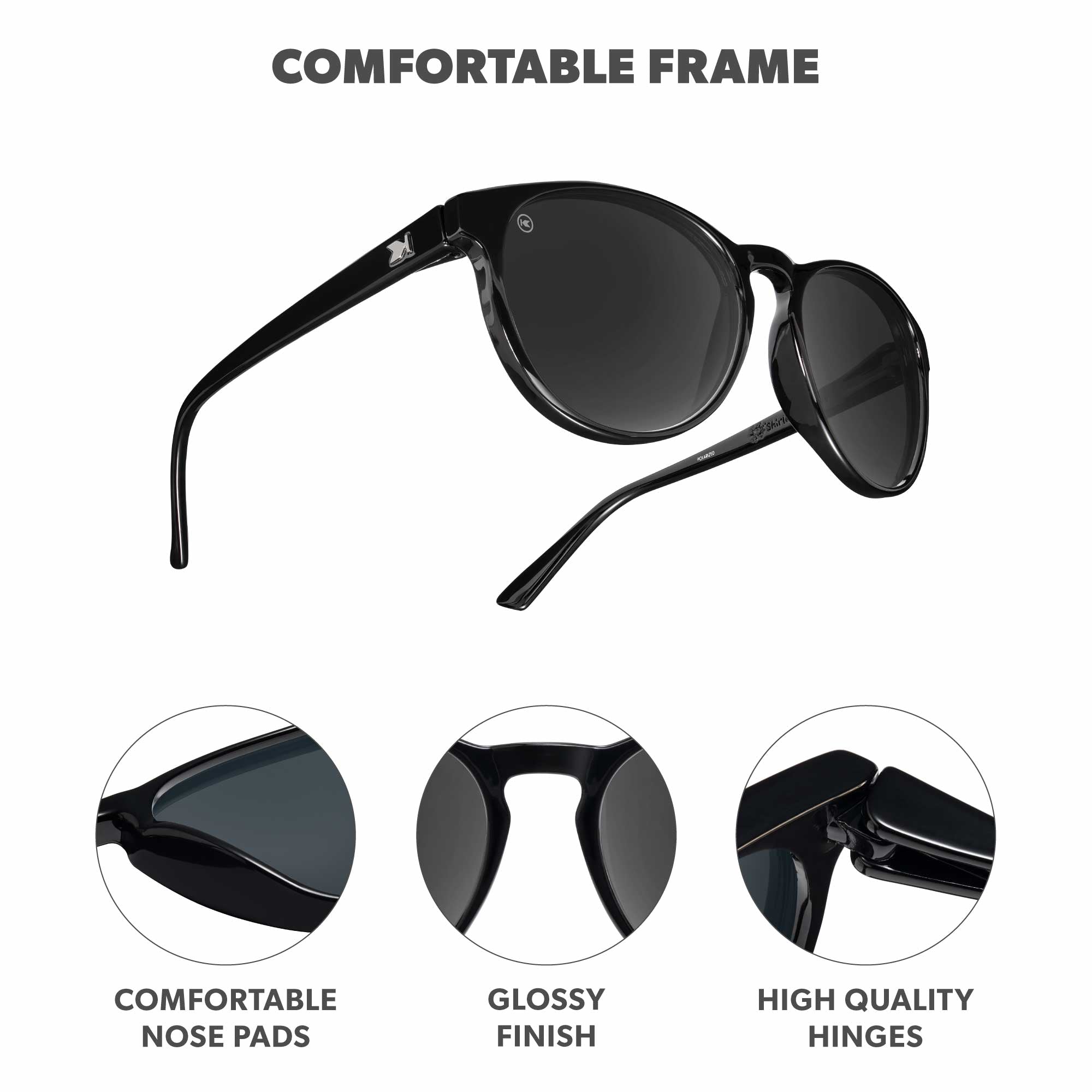 Piano Black Kids Shirley Temples Sunglasses, Frame Features