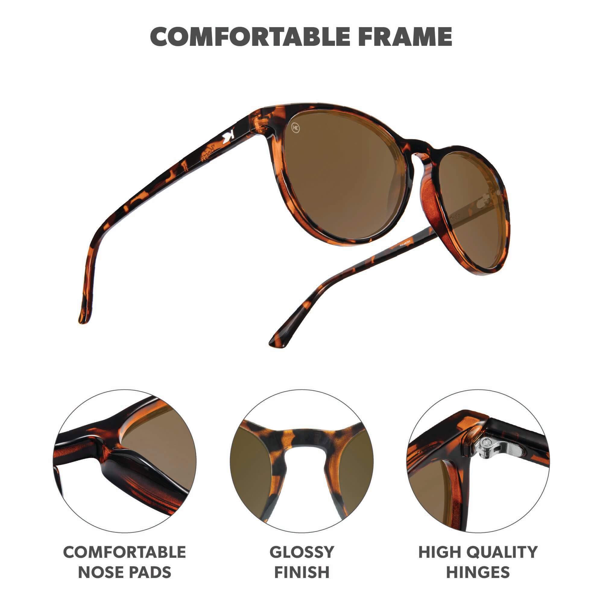 Glossy Tortoise Shell / Amber Mai Tais Sunglasses, Frame Features