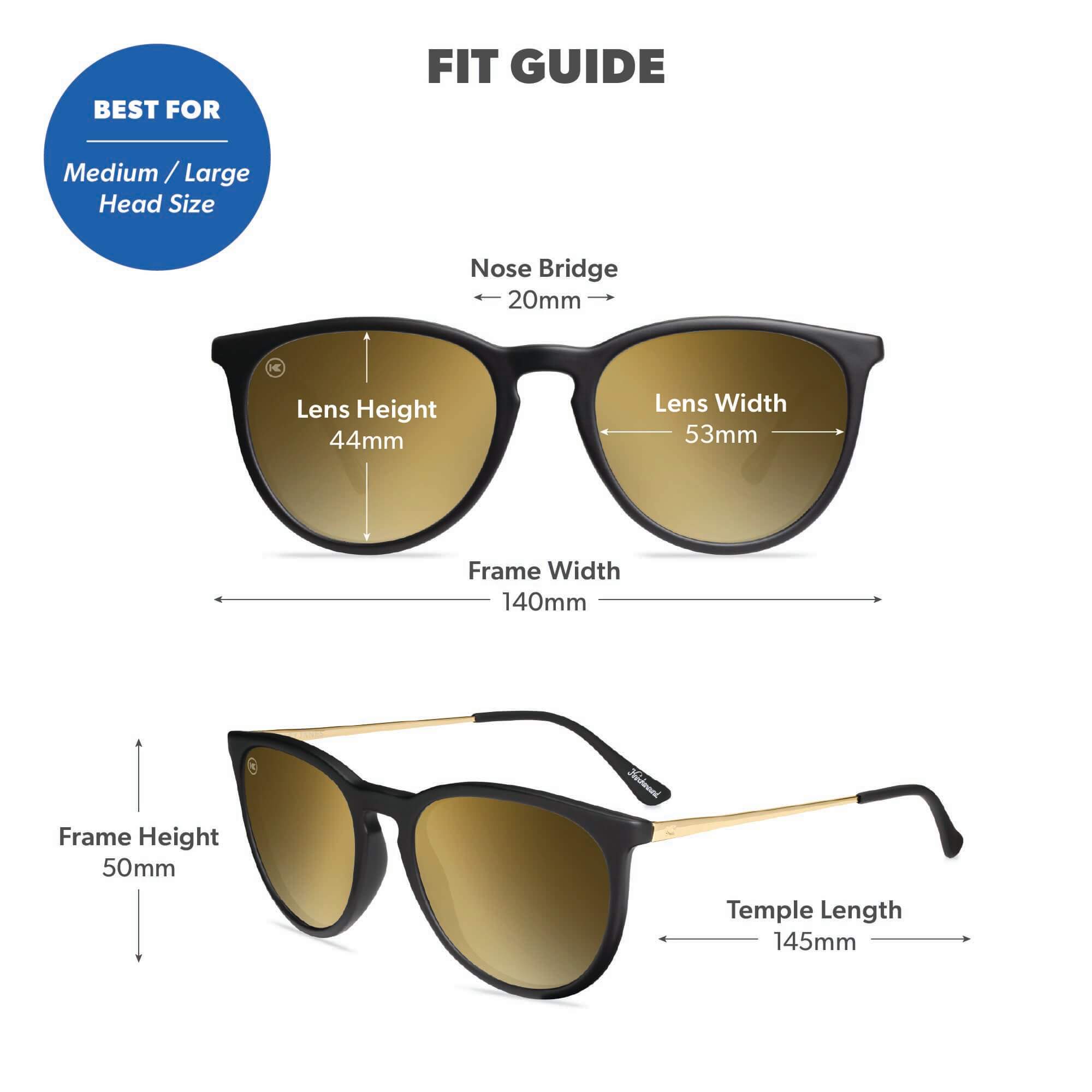 Black Gold Mary Janes Sunglasses, Fit Guide