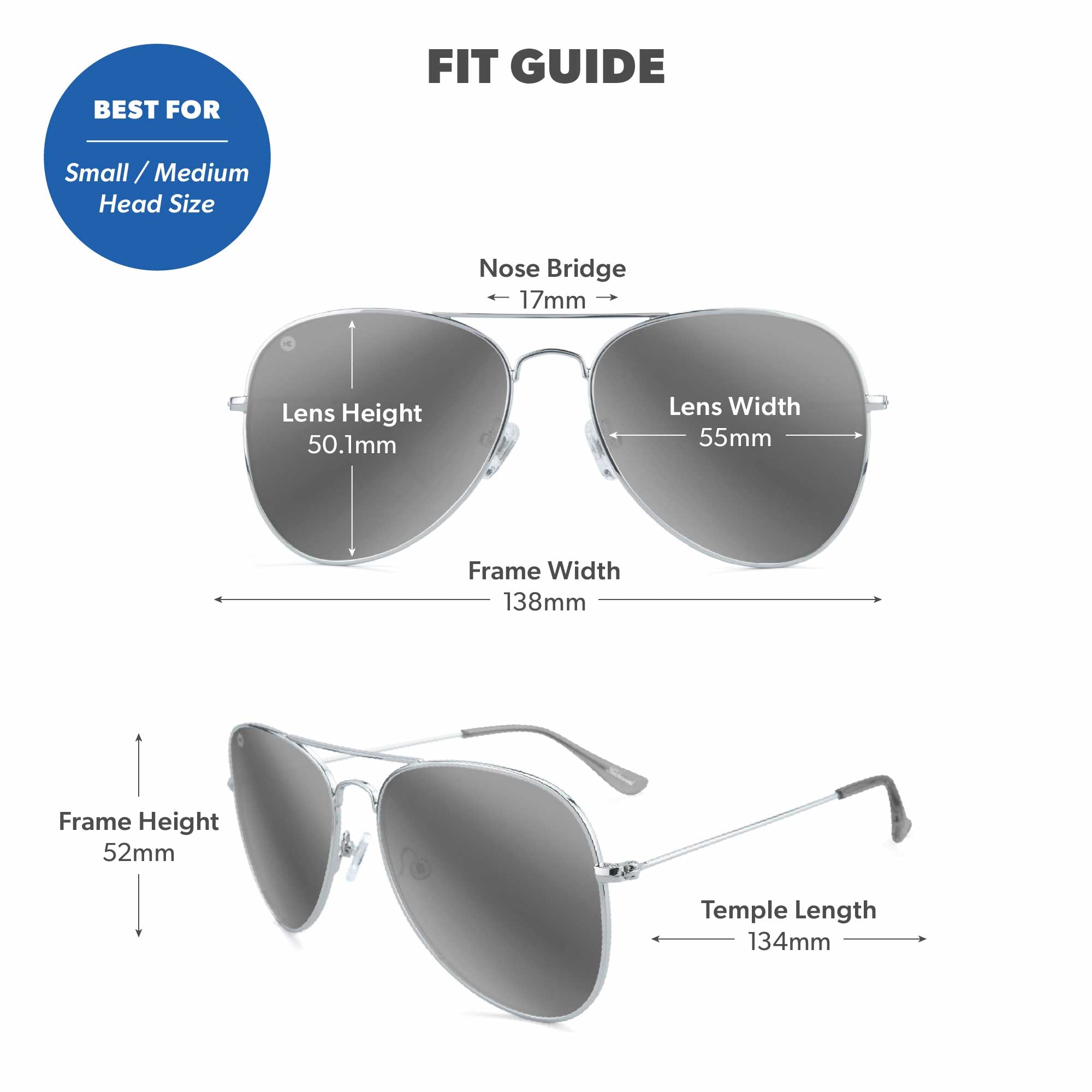 Silver / Silver Smoke Mile Highs Sunglases, Fit Guide