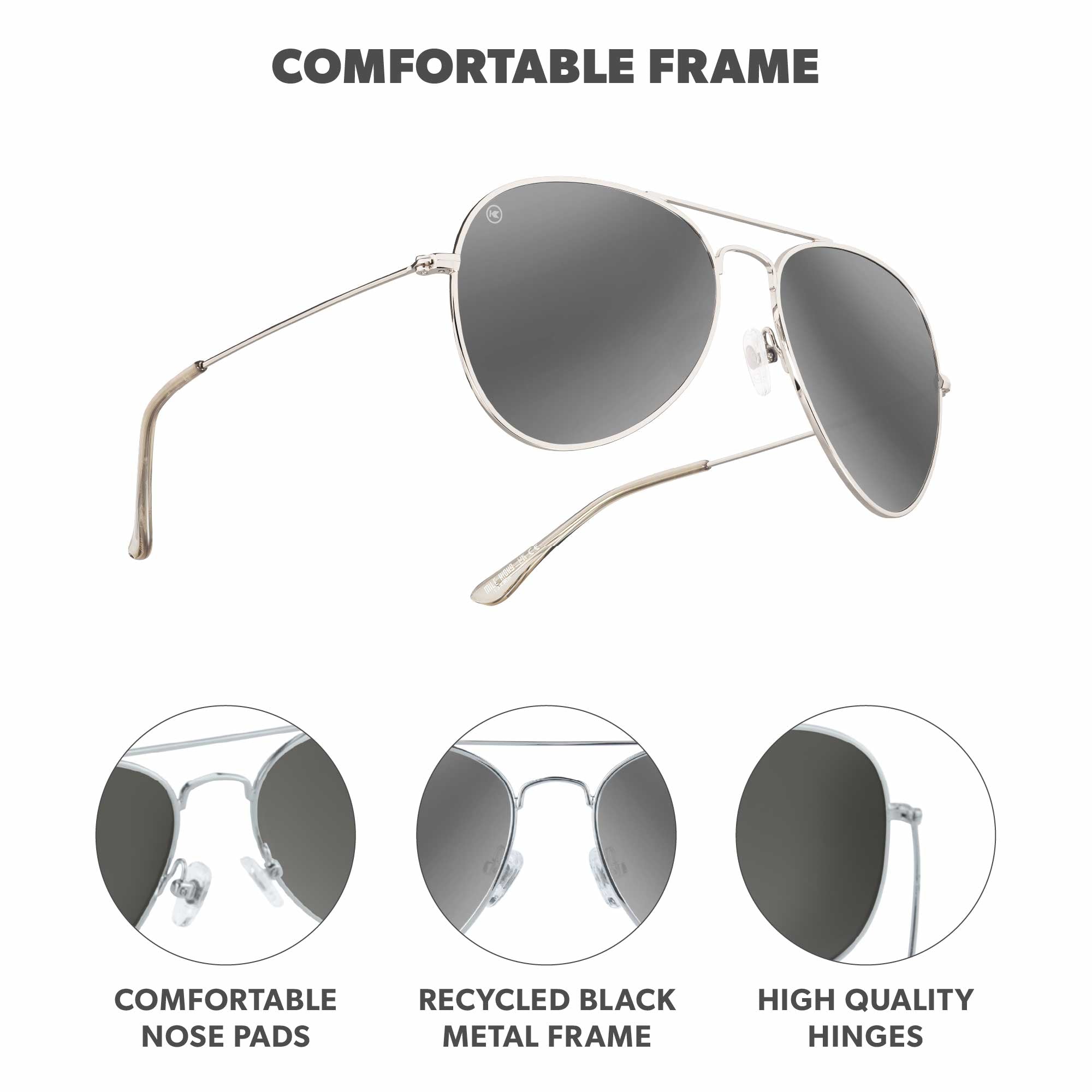 Silver / Silver Smoke Mile Highs Sunglases, Frame Features