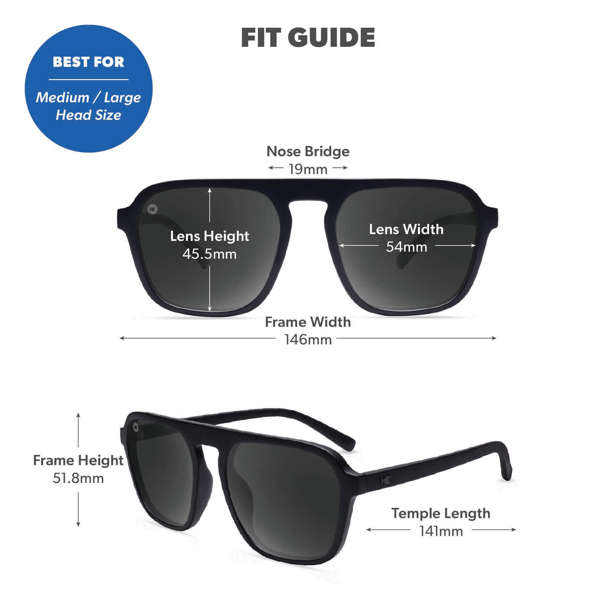 Black on Black Pacific Palisades Sunglasses, Fit Guide