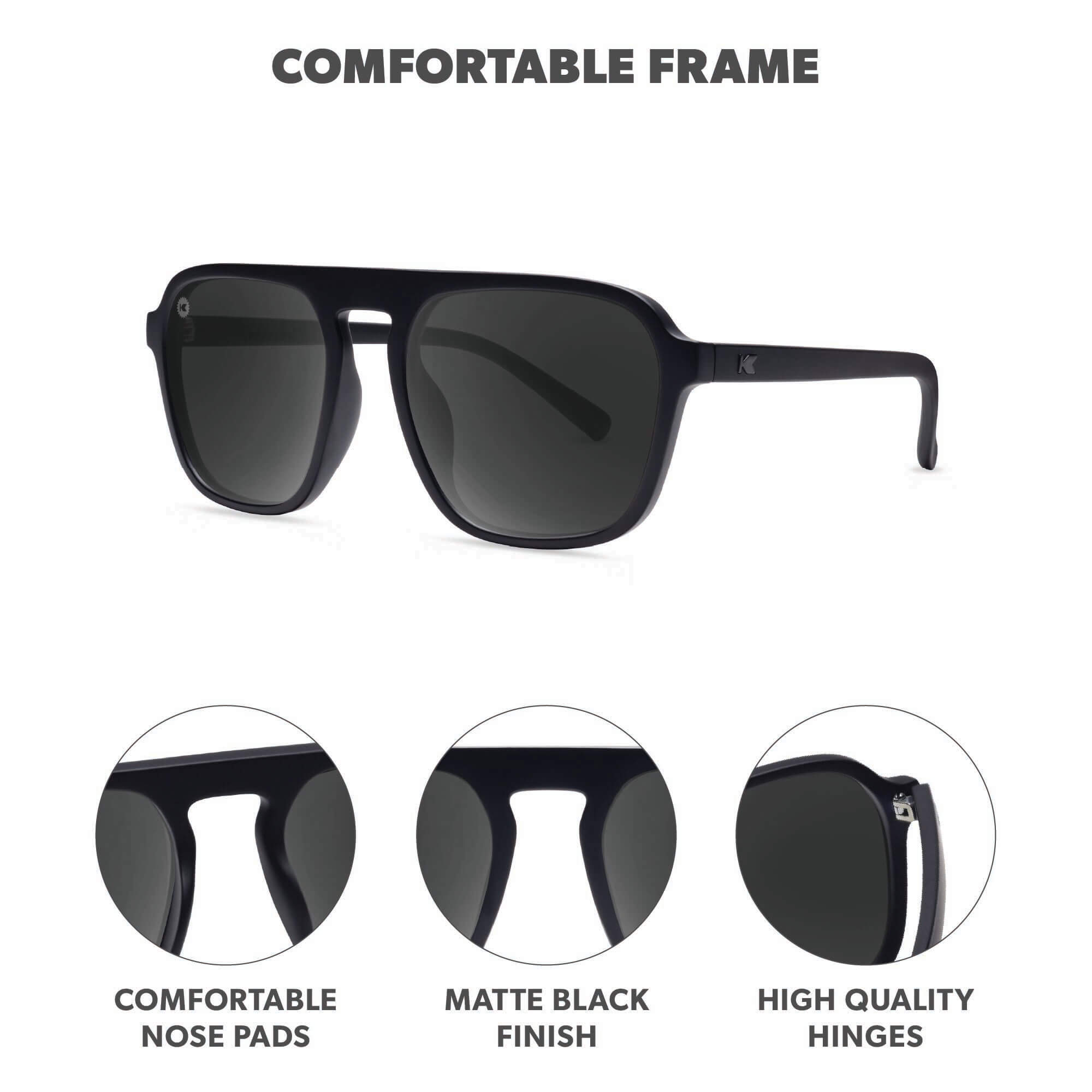 Black on Black Pacific Palisades Sunglasses, Frame Features