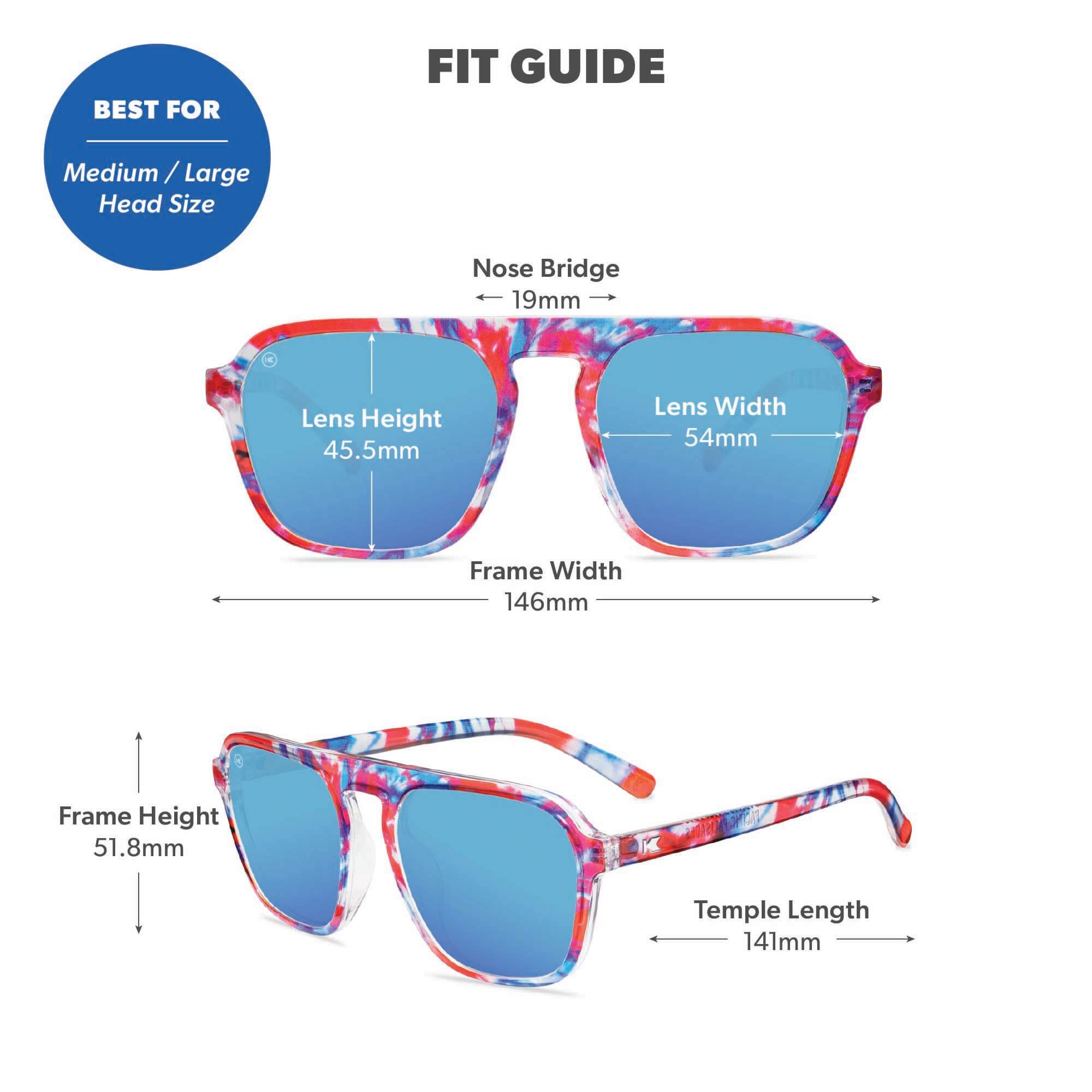 Live Free or Tie-Dye Pacific Palisades Sunglasses, Fit Guide