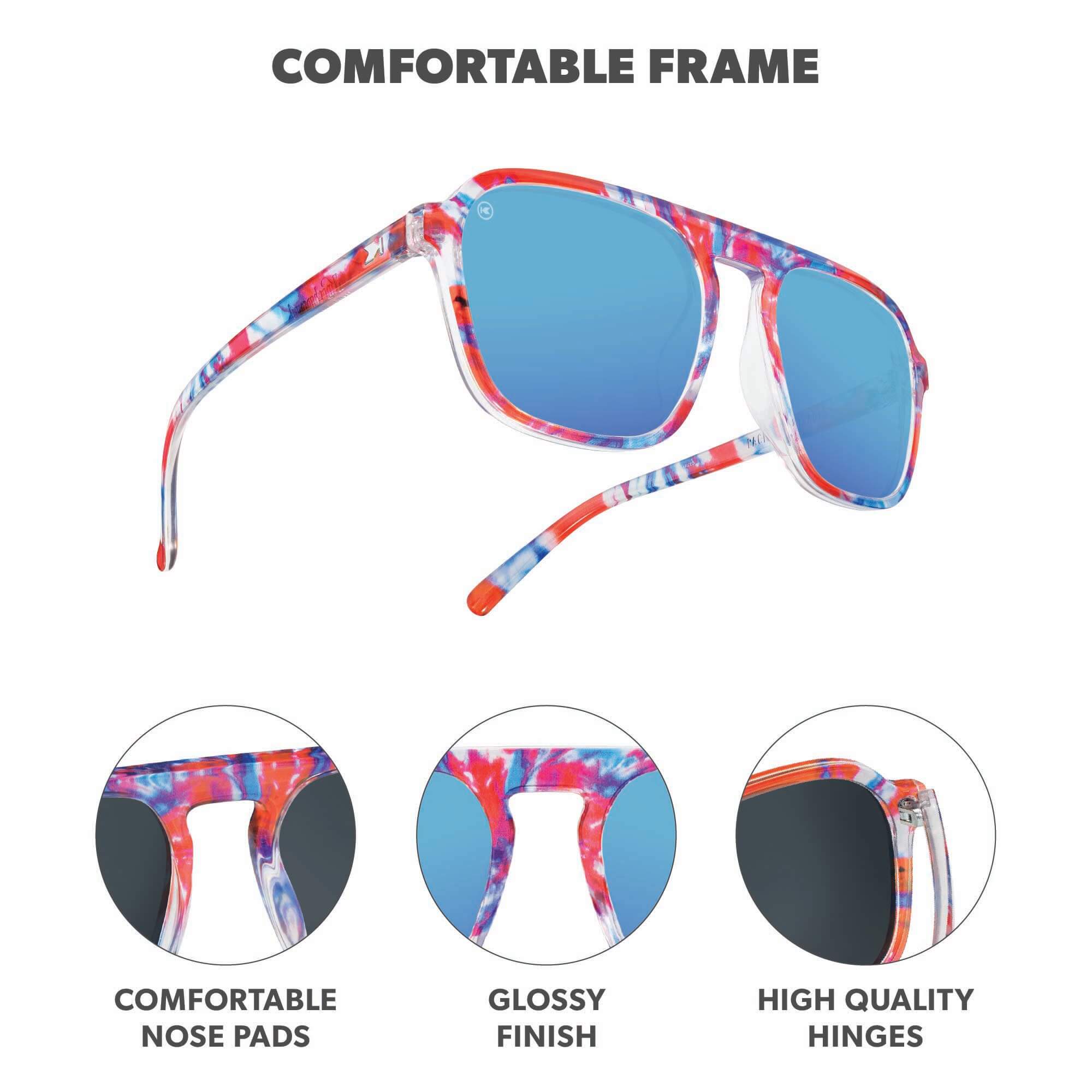 Live Free or Tie-Dye Pacific Palisades Sunglasses, Frame Features