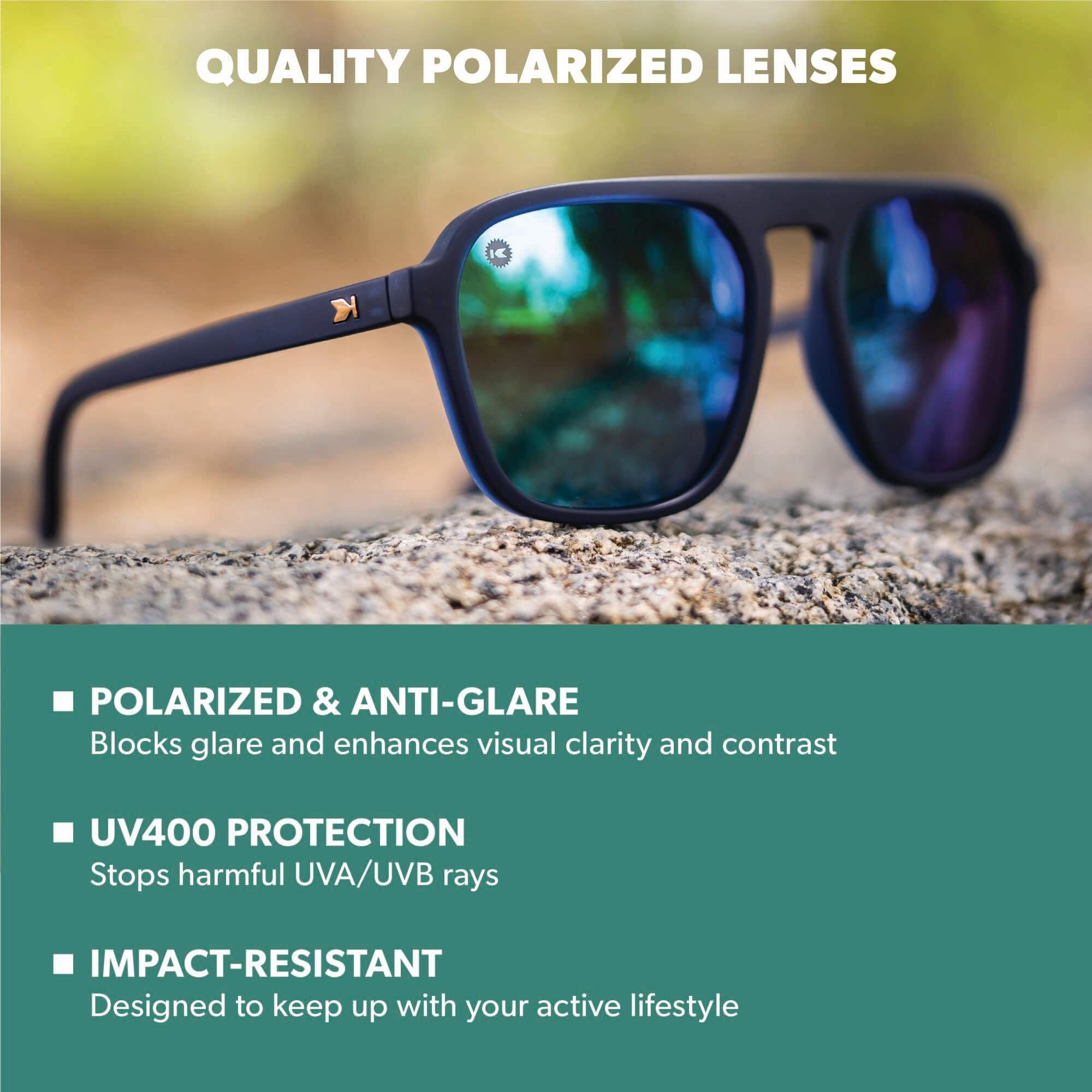 Rubberized Navy Rider Pacific Palisades Sunglasses, Lens Features