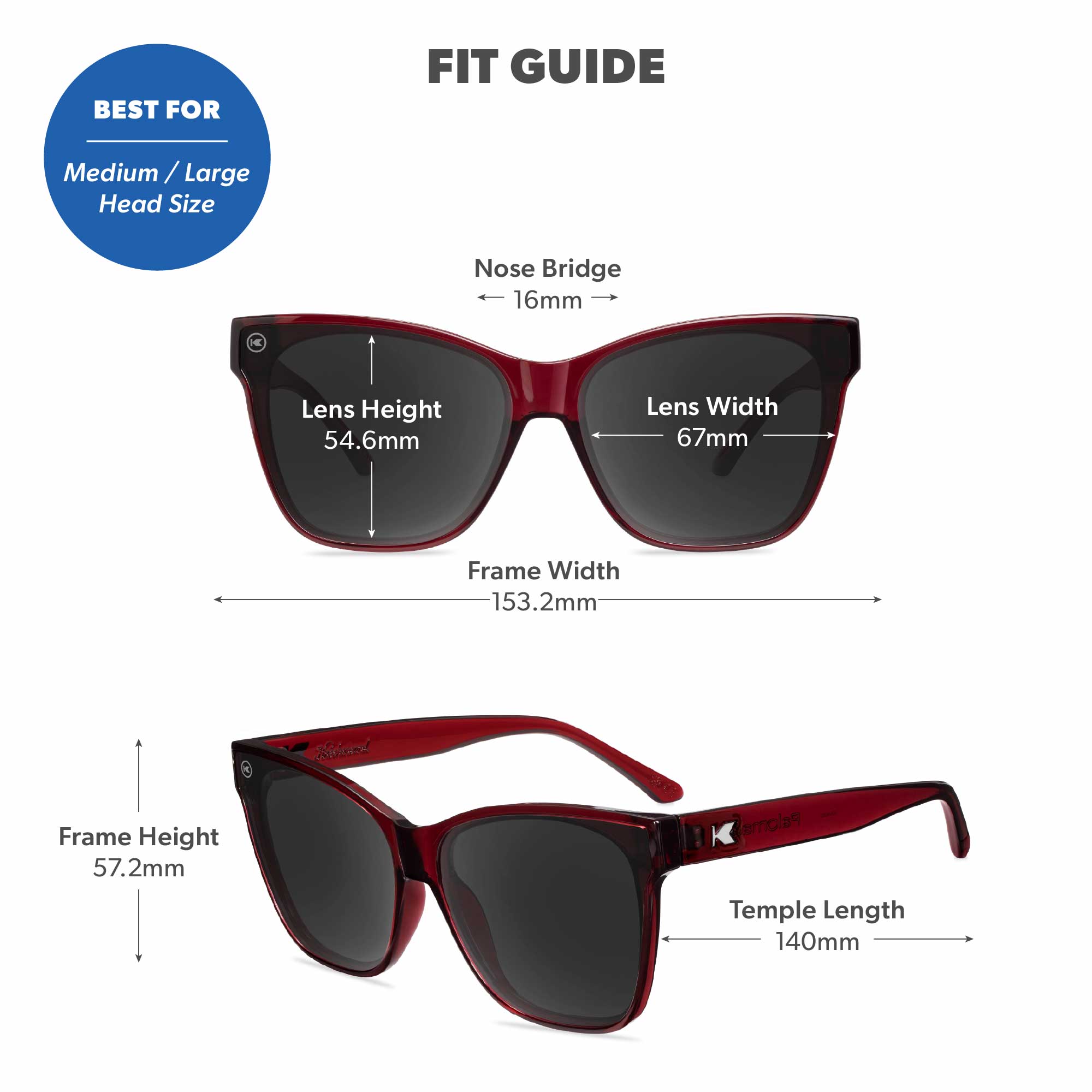 Black Cherry Palomas Sunglasses, Fit Guide