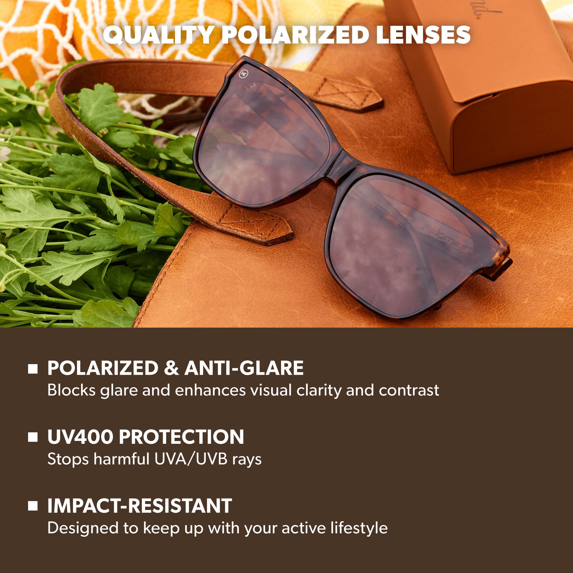 Glossy Tortoise Shell / Amber Palomas Sunglasses, Lens Features