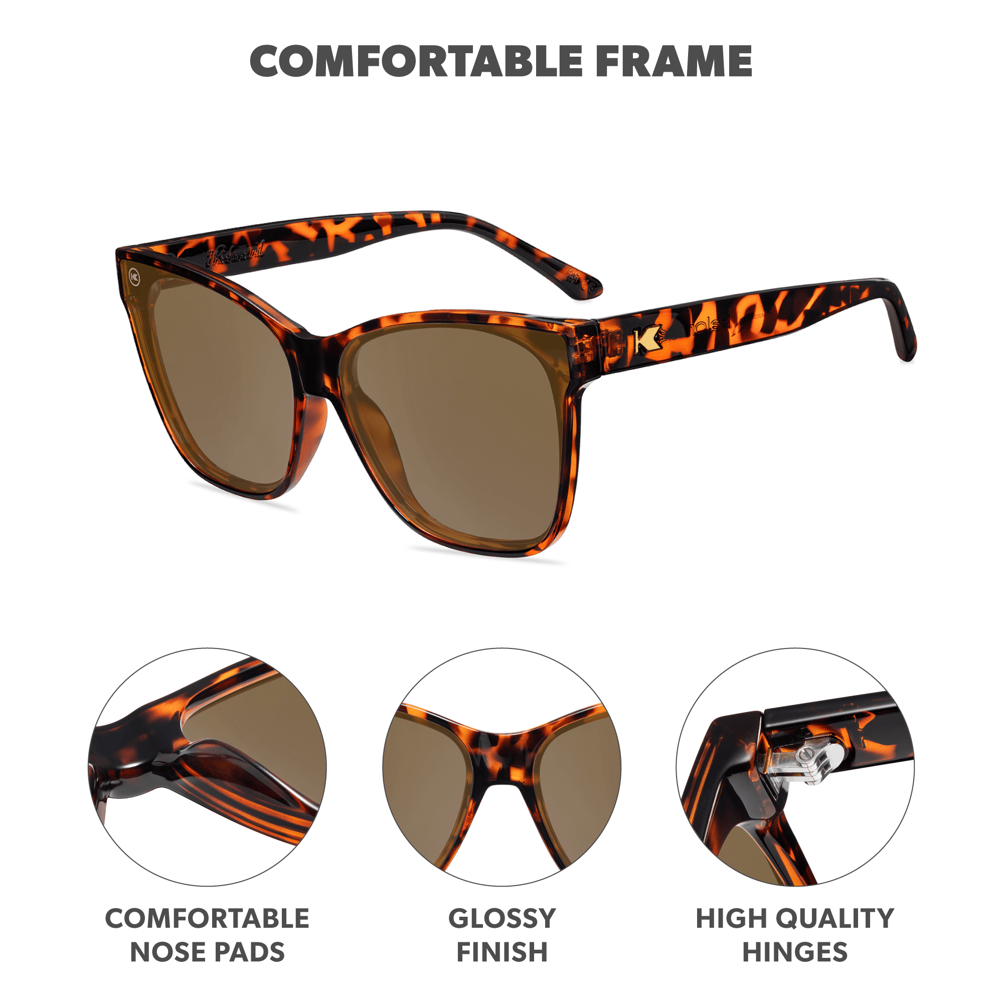 Glossy Tortoise Shell / Amber Palomas Sunglasses, Frame Features