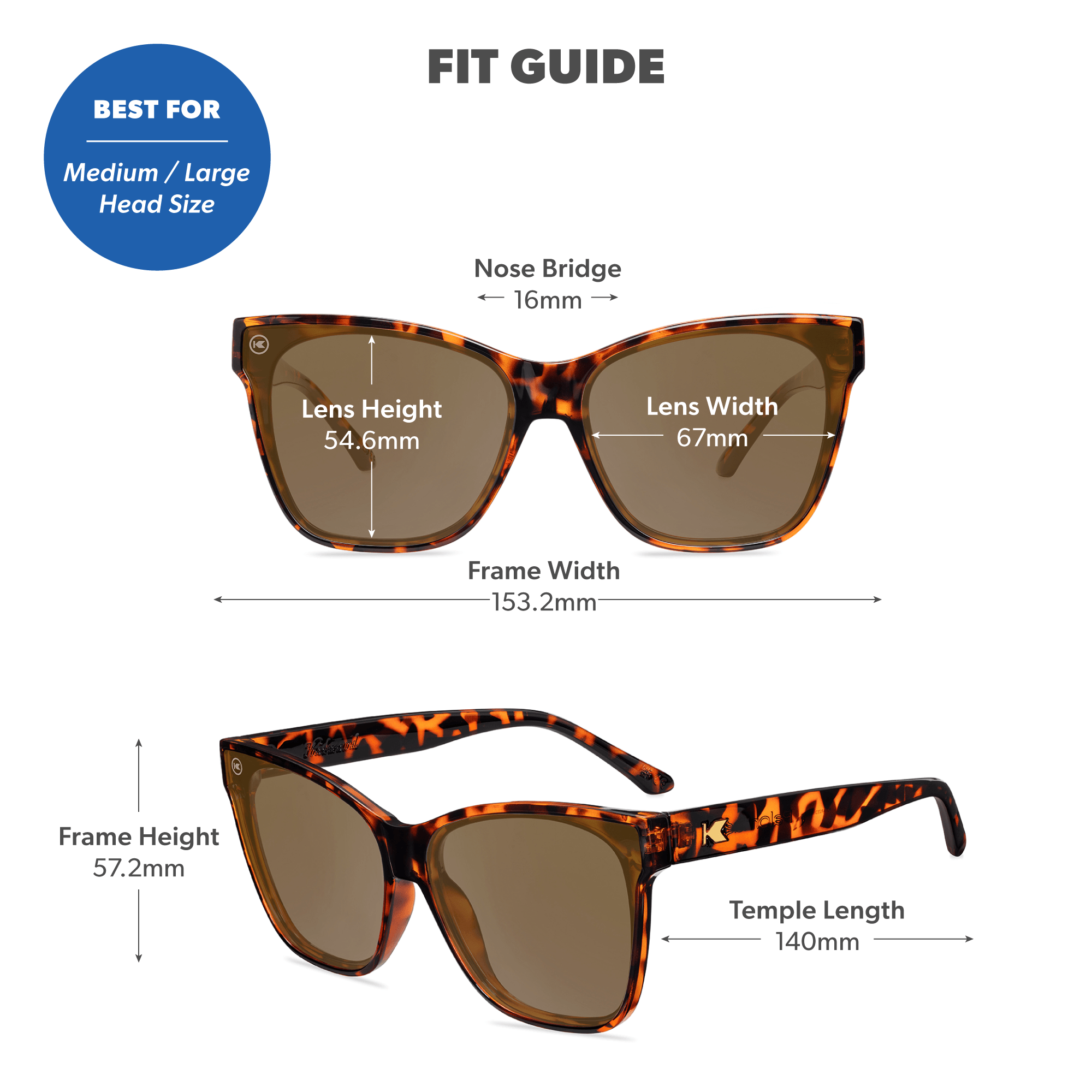 Glossy Tortoise Shell / Amber Palomas Sunglasses, Fit Guide