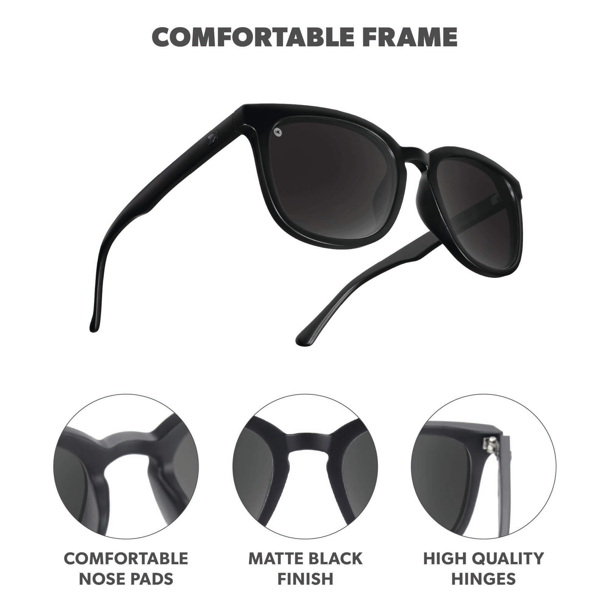 Black on Black Paso Robles Sunglasses, Frame Features