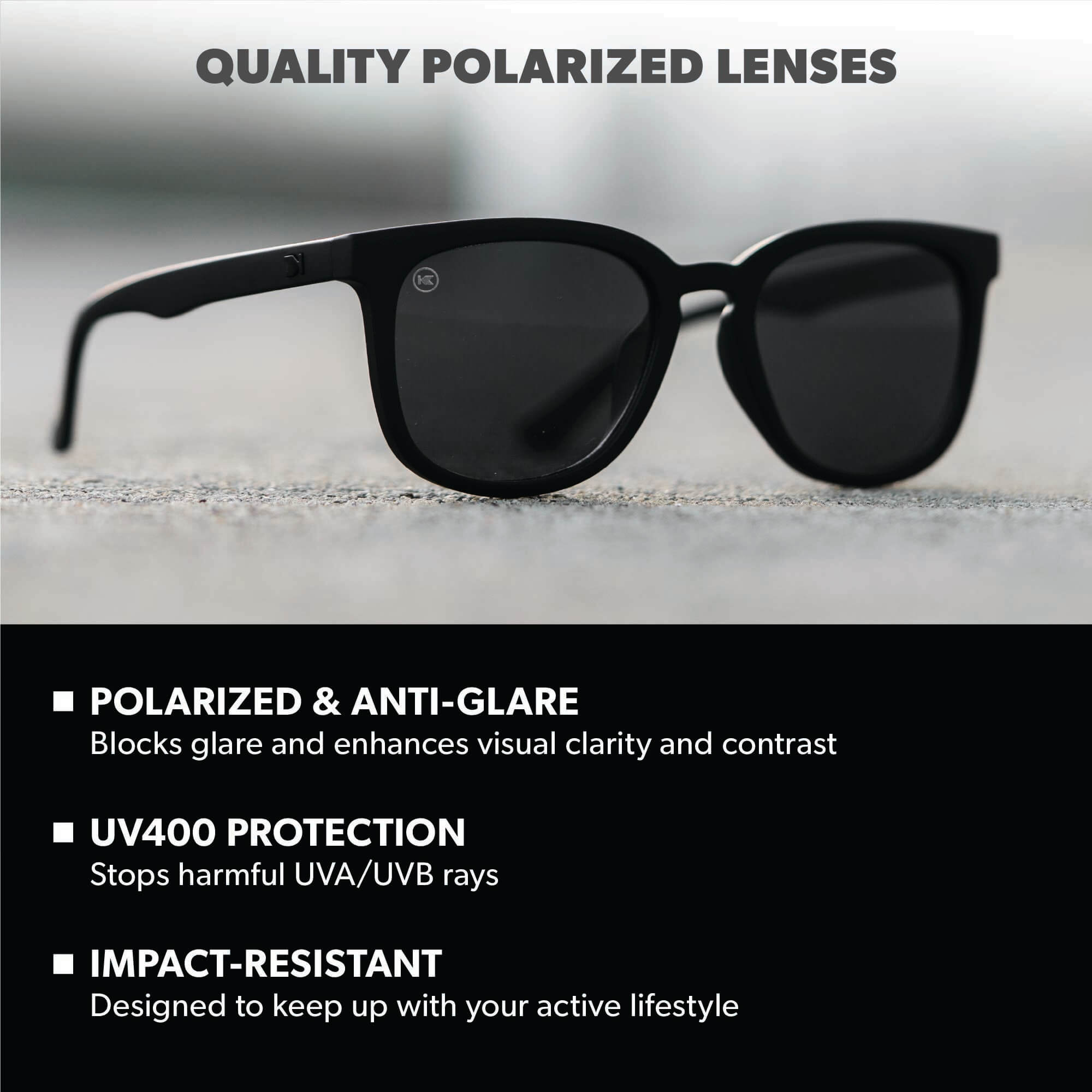 Black on Black Paso Robles Sunglasses, Lens Features