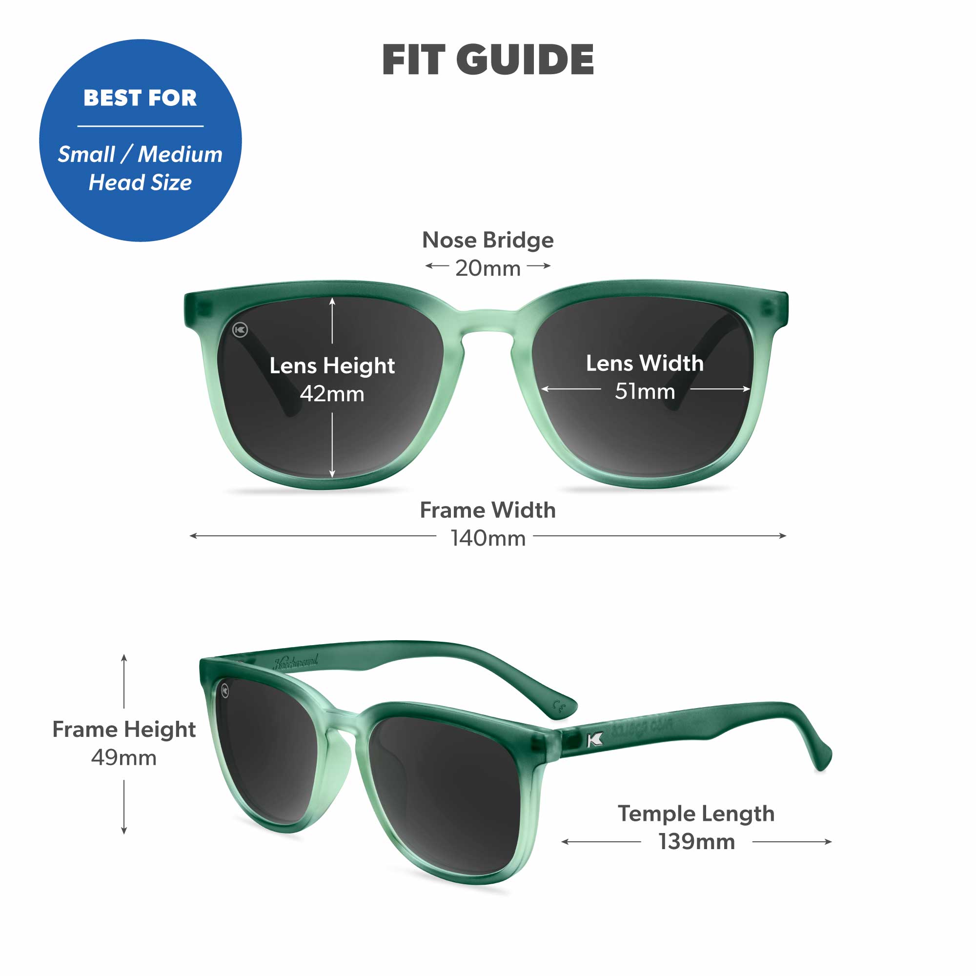 Glass Beach Fort Knocks Sunglasses, Fit Guide