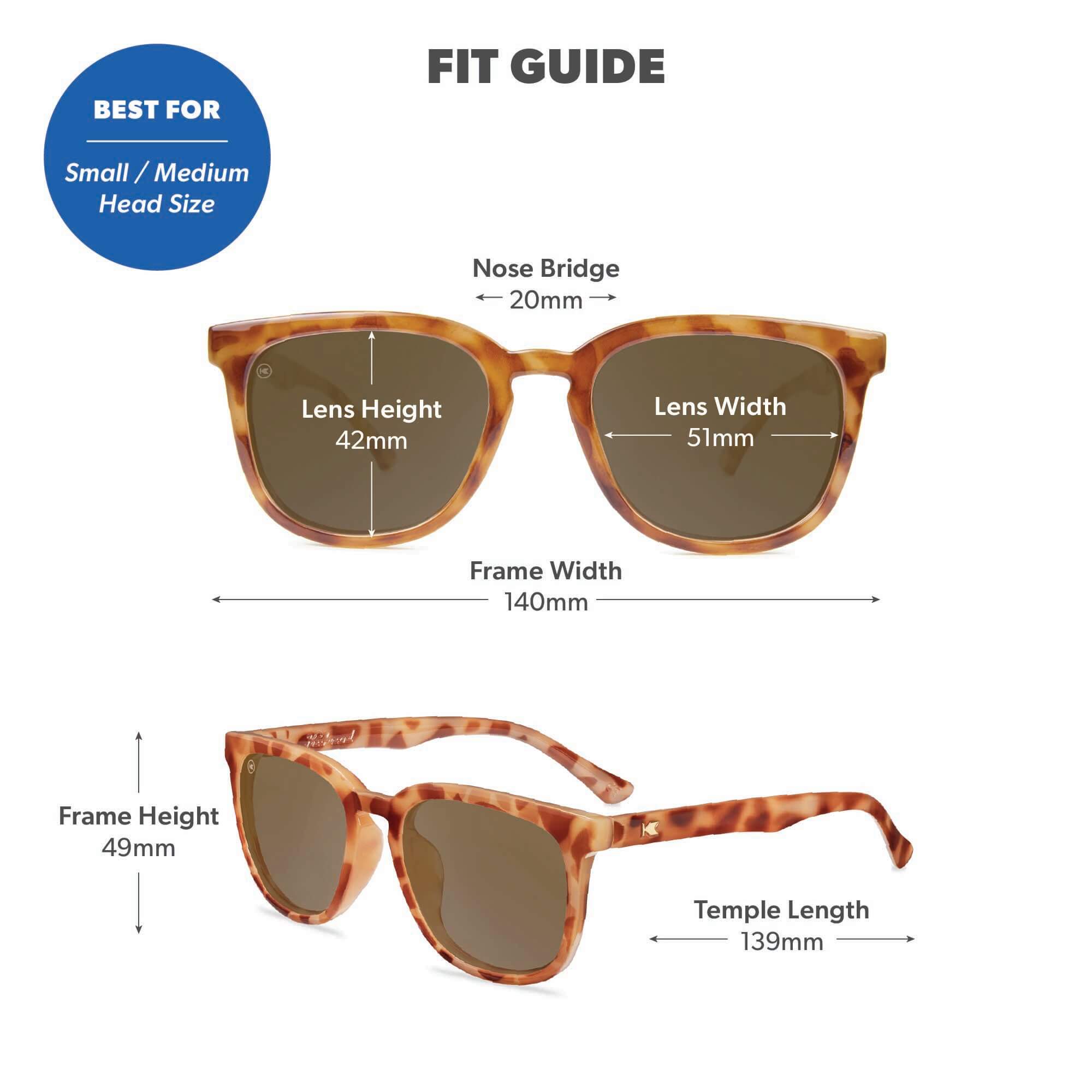 Glossy Blonde Tortoise Shell / Amber Paso Robles Sunglasses, Fit Guide