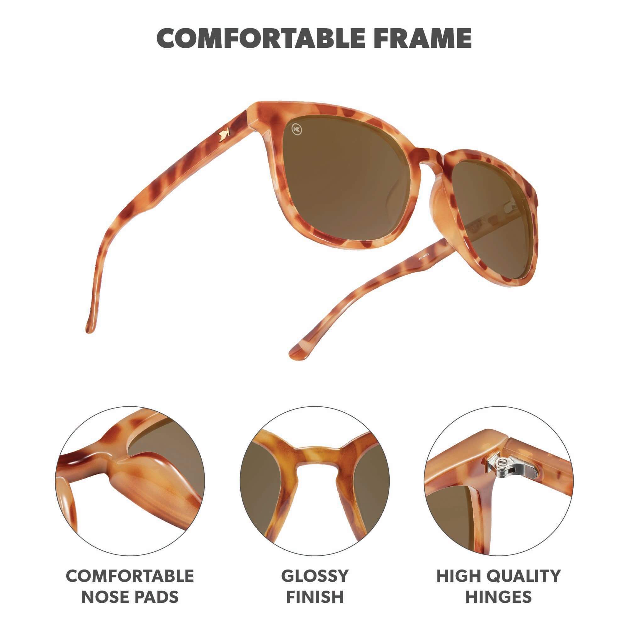 Glossy Blonde Tortoise Shell / Amber Paso Robles Sunglasses, Frame Features