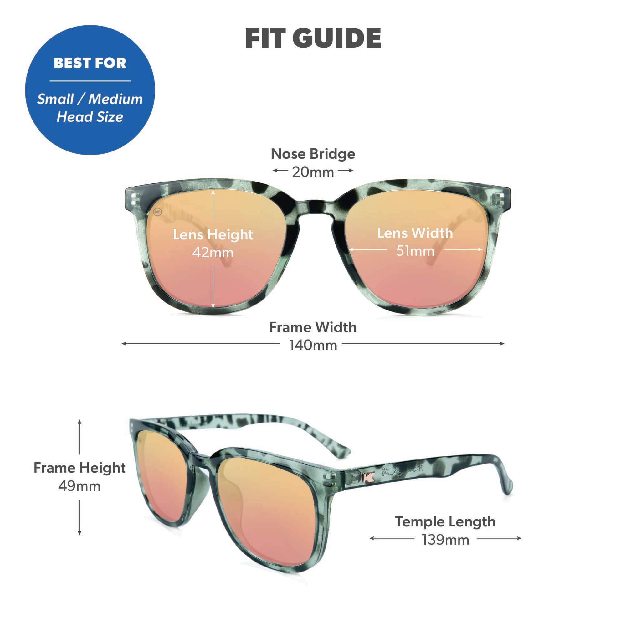 Slate Tortoise Shell / Rose Gold Paso Robles Sunglasses, Fit Guide