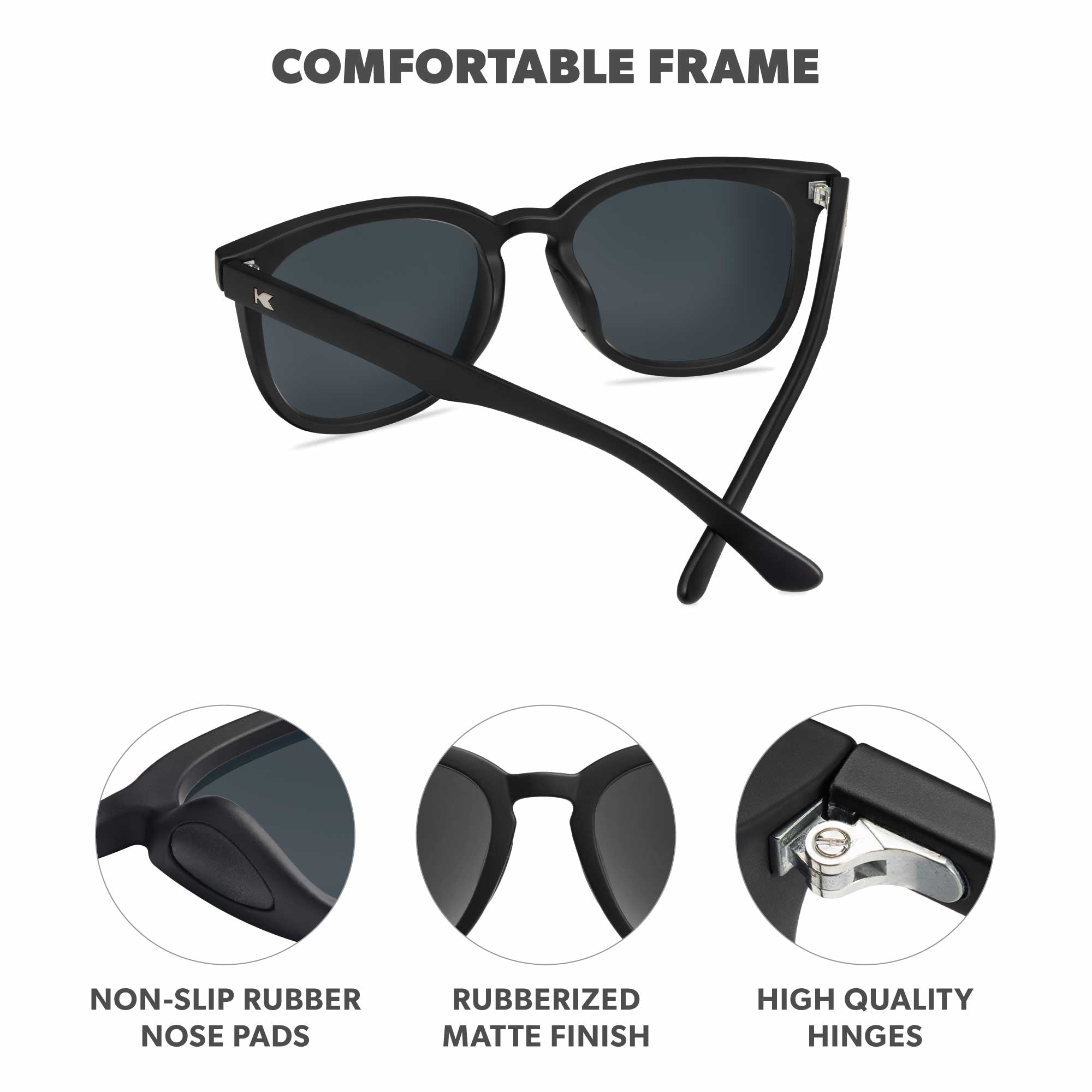 Rubberized Midnight Paso Robles Sport Sunglasses, Frame Features