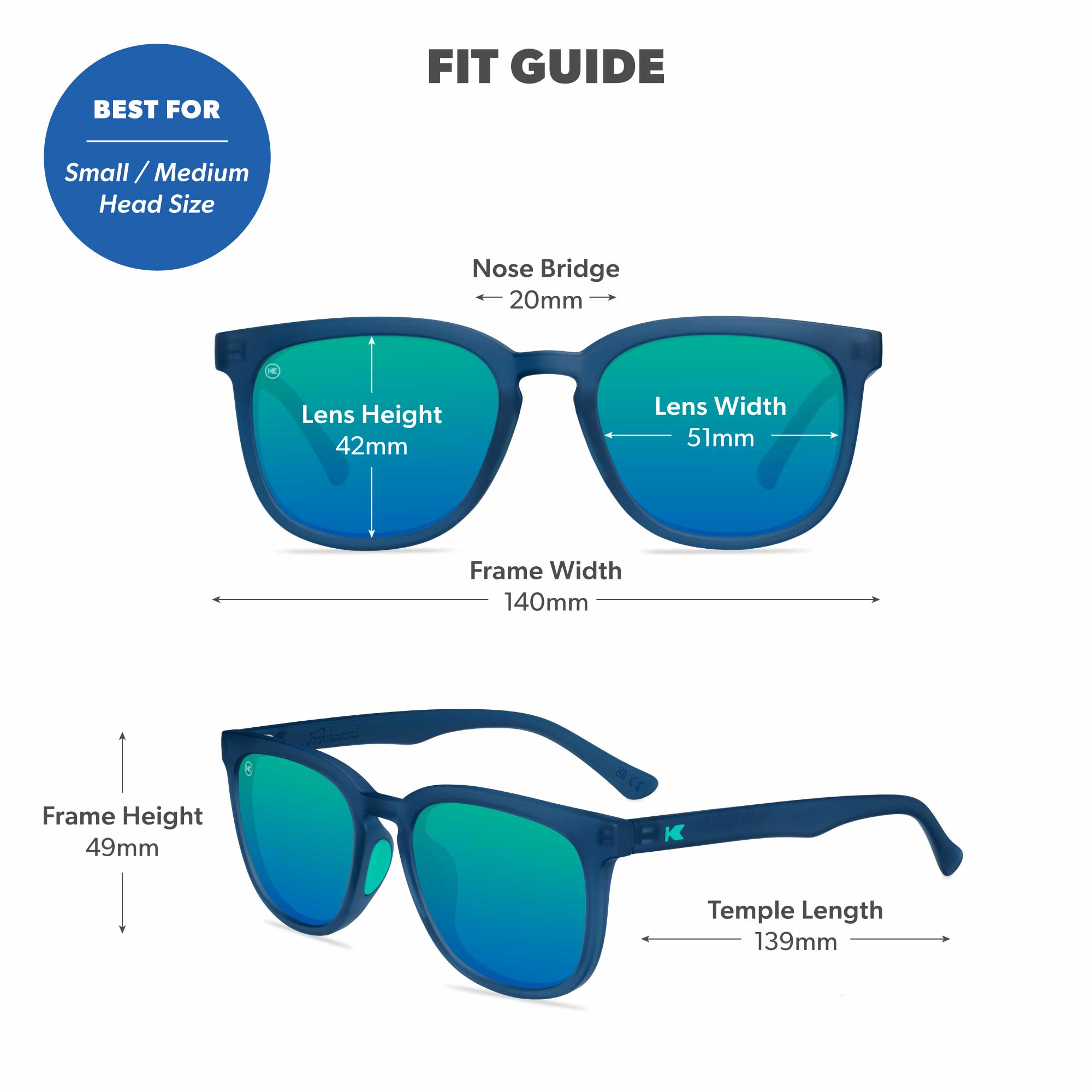 Rubberized Navy / Mint Paso Robles Sport Sunglasses, Fit Guide