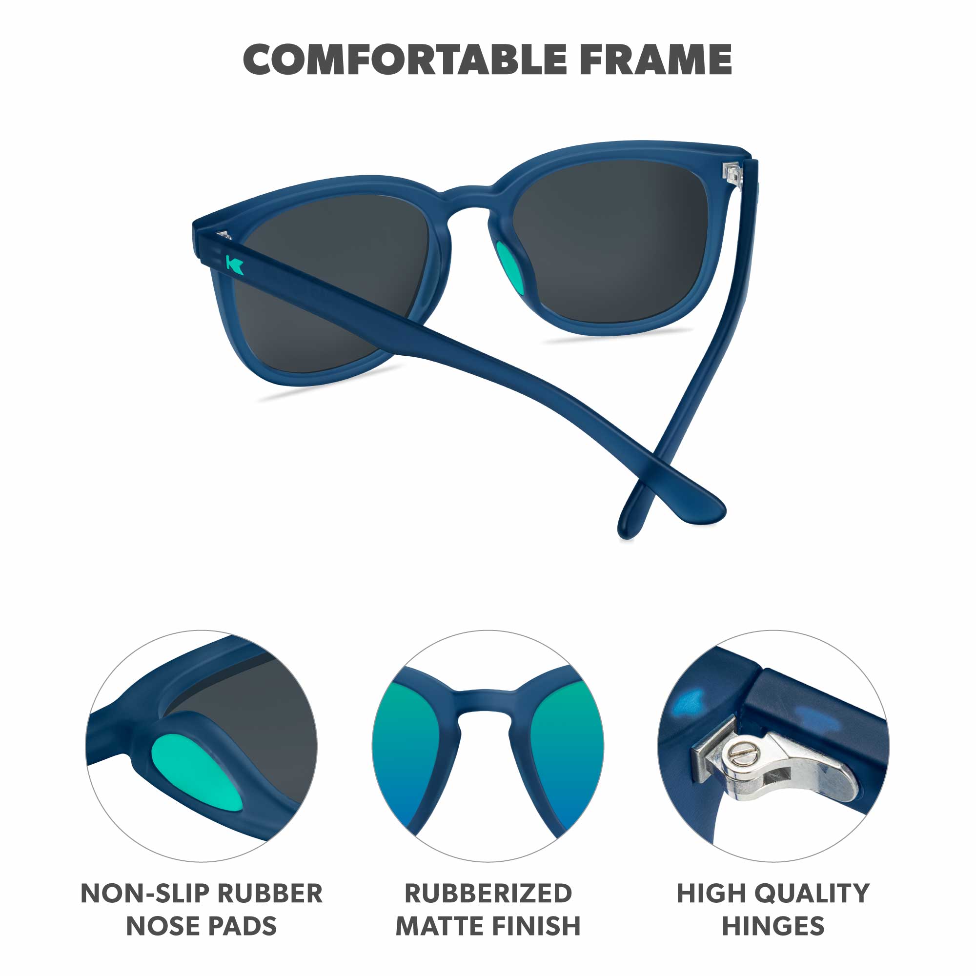 Rubberized Navy / Mint Paso Robles Sport Sunglasses, Frame Features