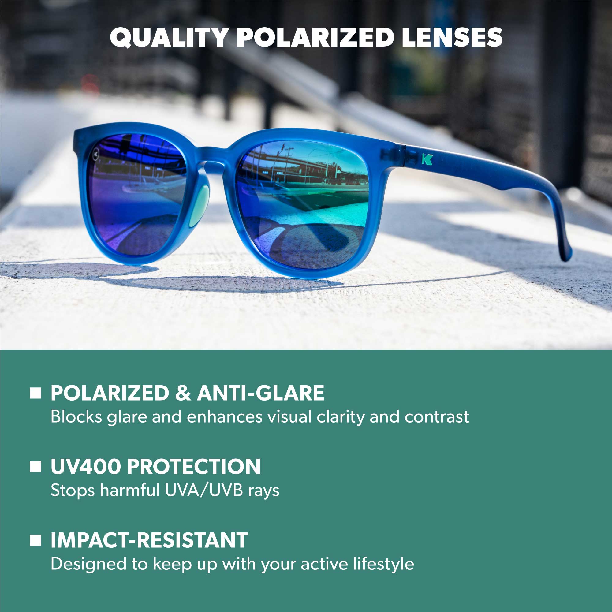 Rubberized Navy / Mint Paso Robles Sport Sunglasses, Lens Features