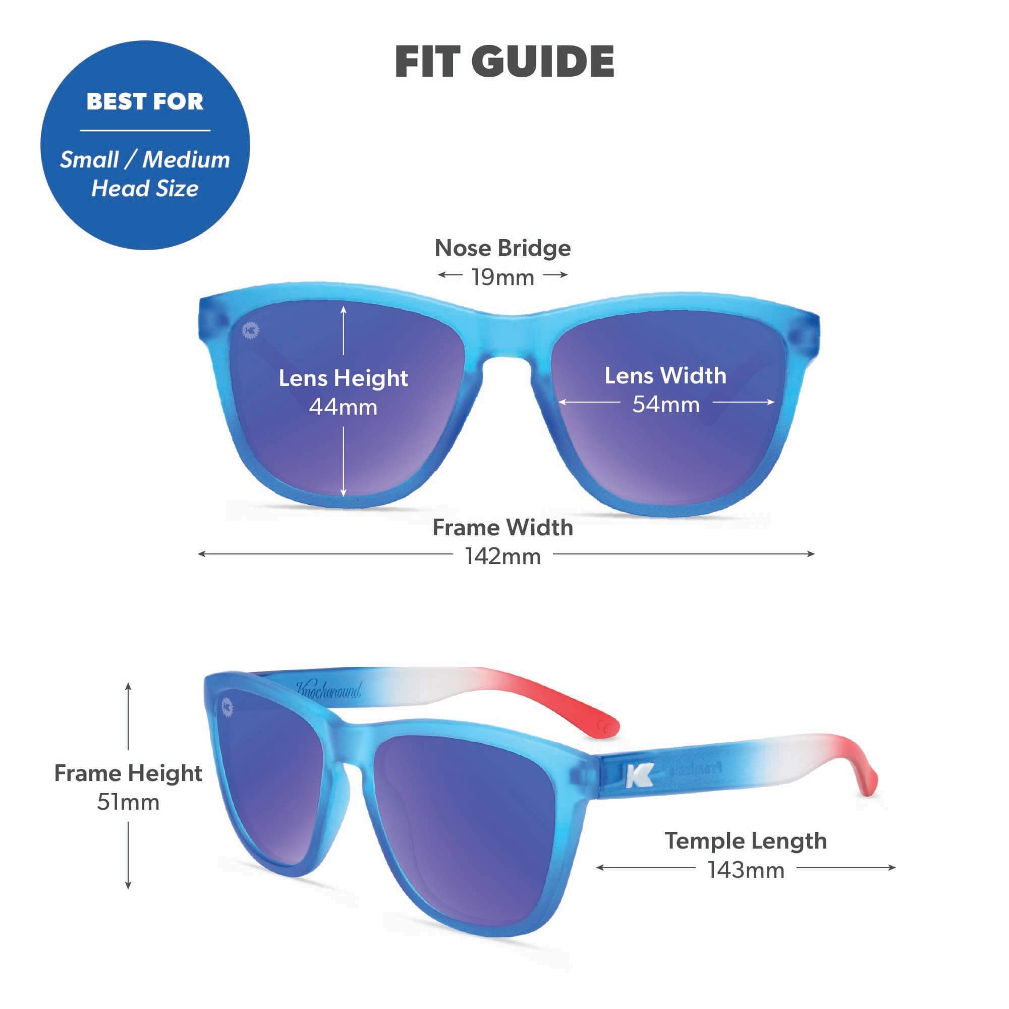 Rocket Pop Premiums Sunglasses, Fit Guide