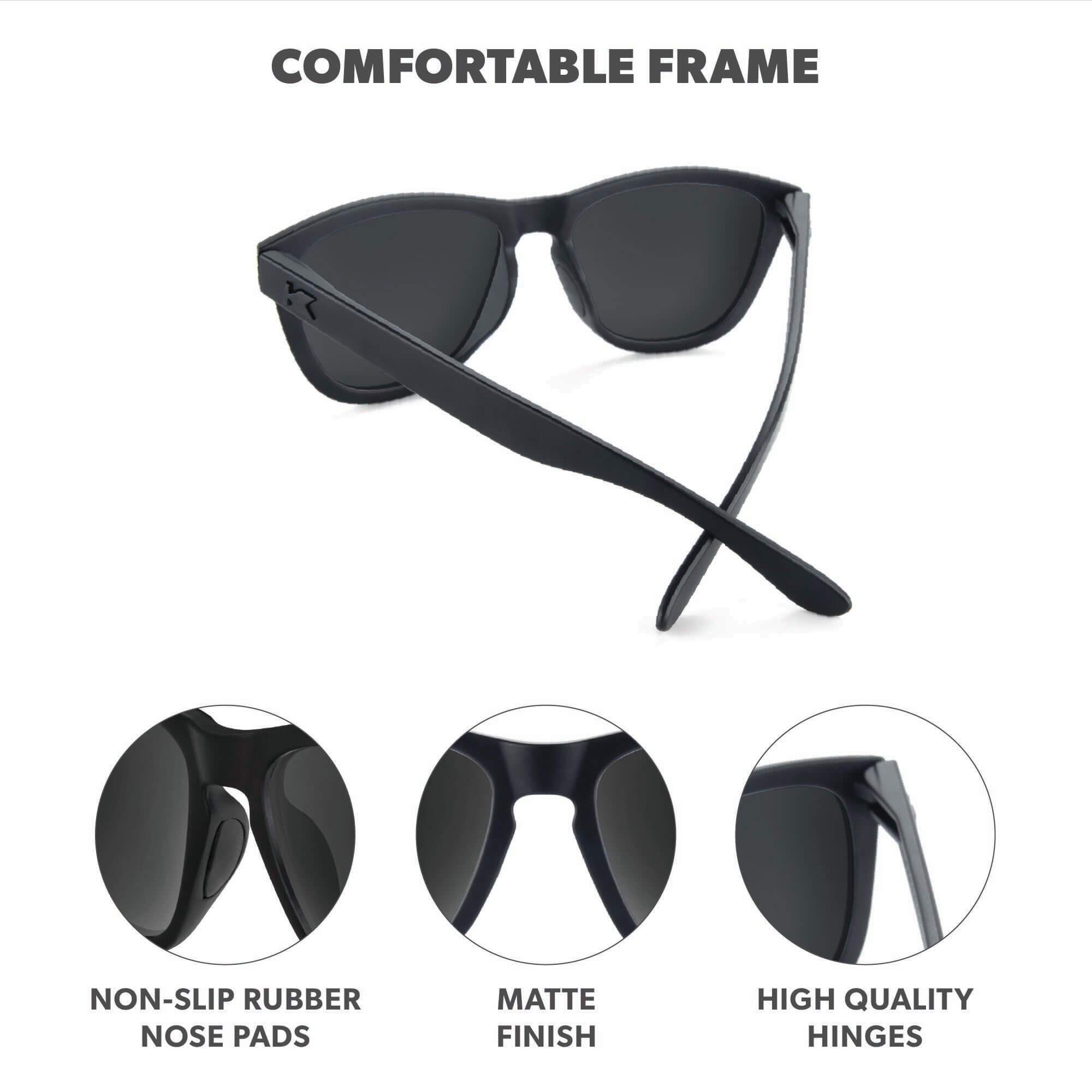 Black on Black Premiums Sport Sunglasses, Frame Features