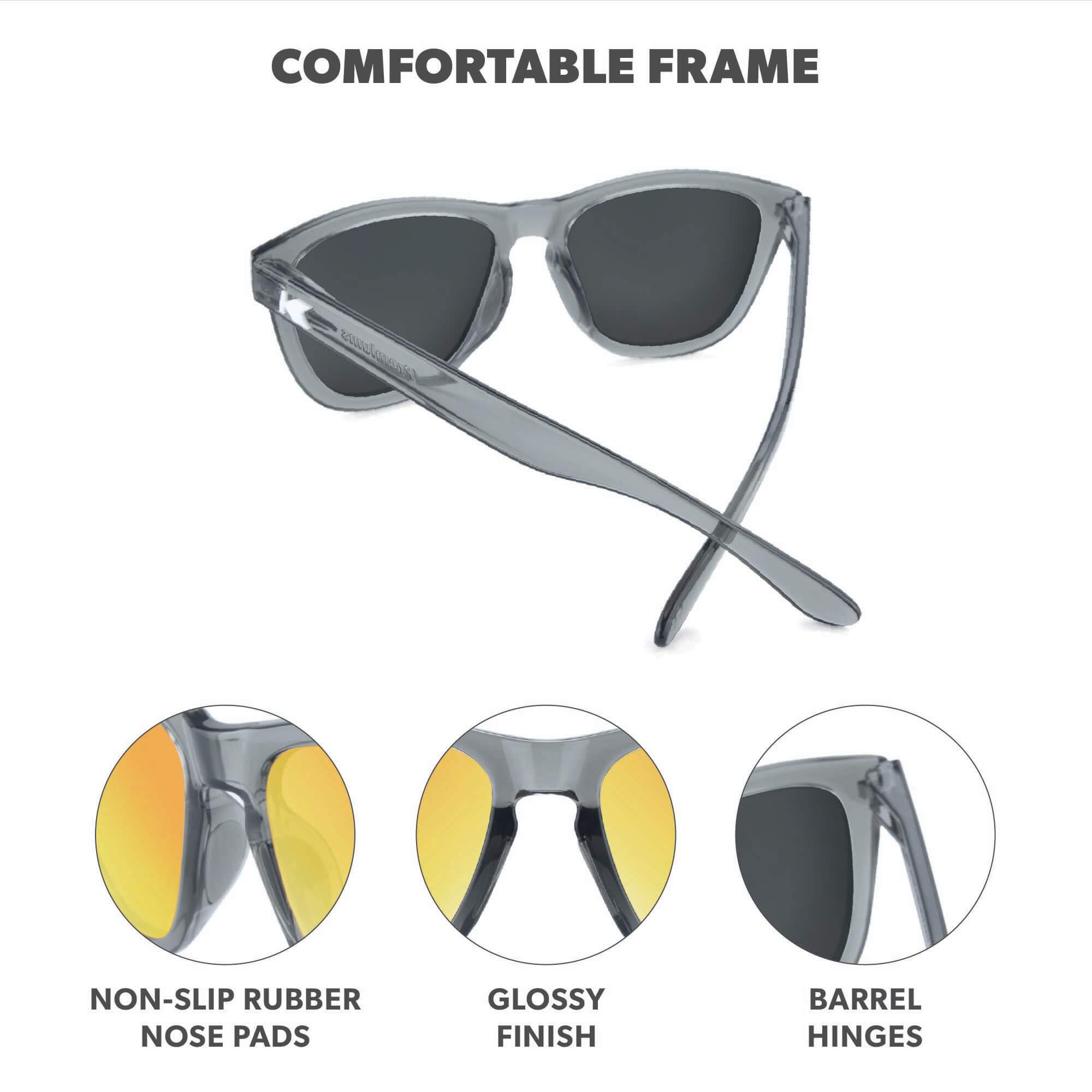 Clear Grey / Sunset Premiums Sport Sunglasses, Frame Features