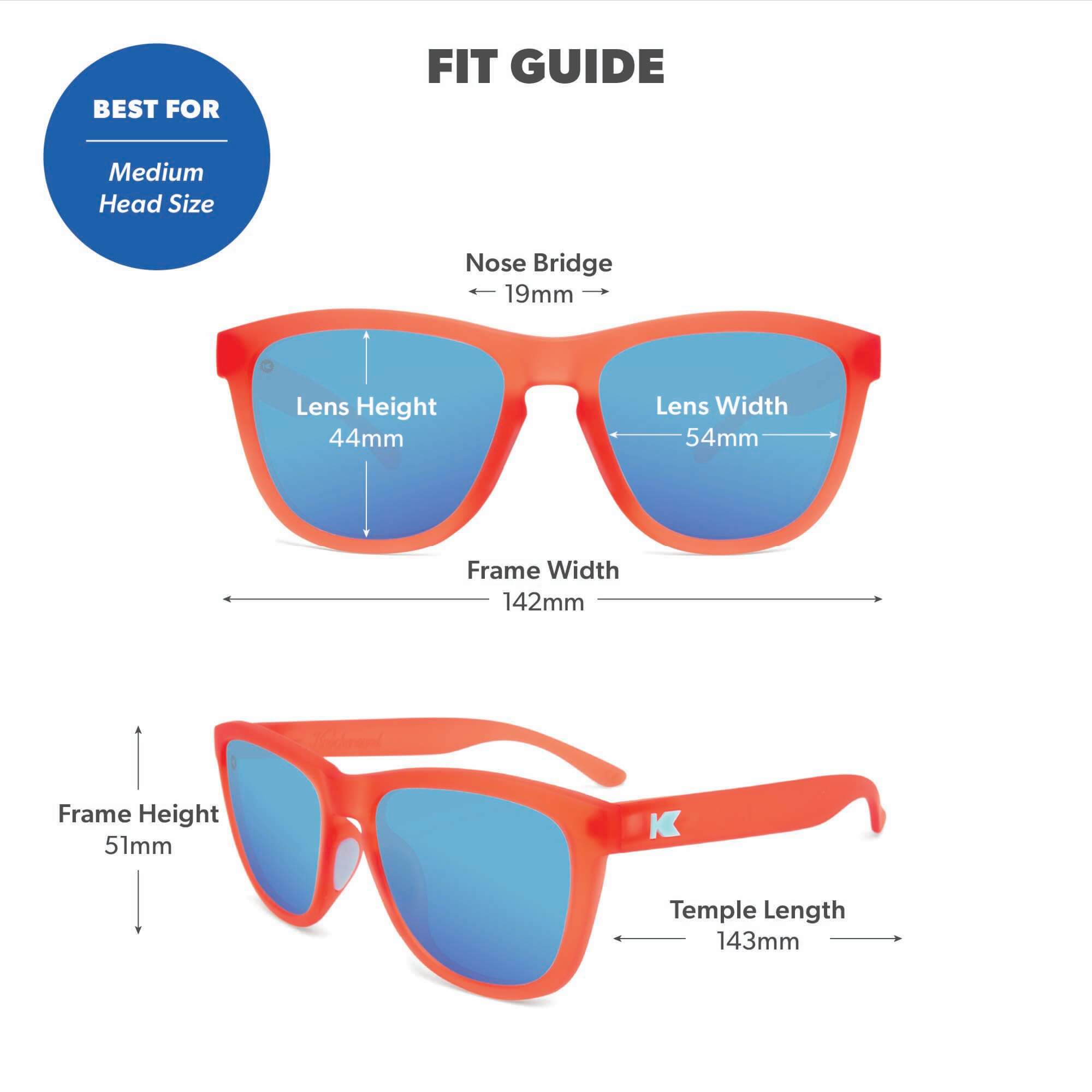 Fruit Punch / Aqua Premiums Sport Sunglasses, Fit Guide