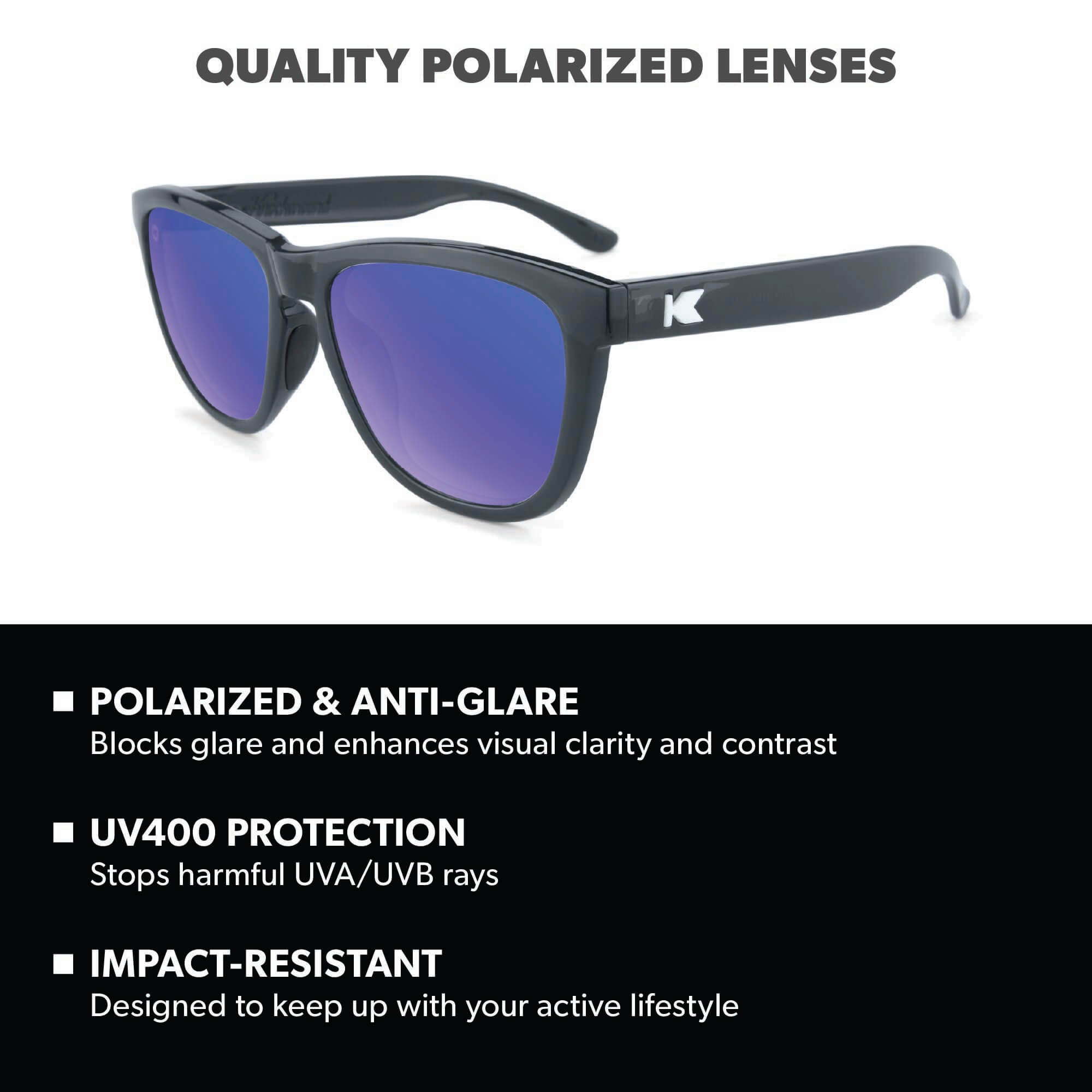 Jelly Black / Moonshine Premiums Sport Sunglasses, Lens Features