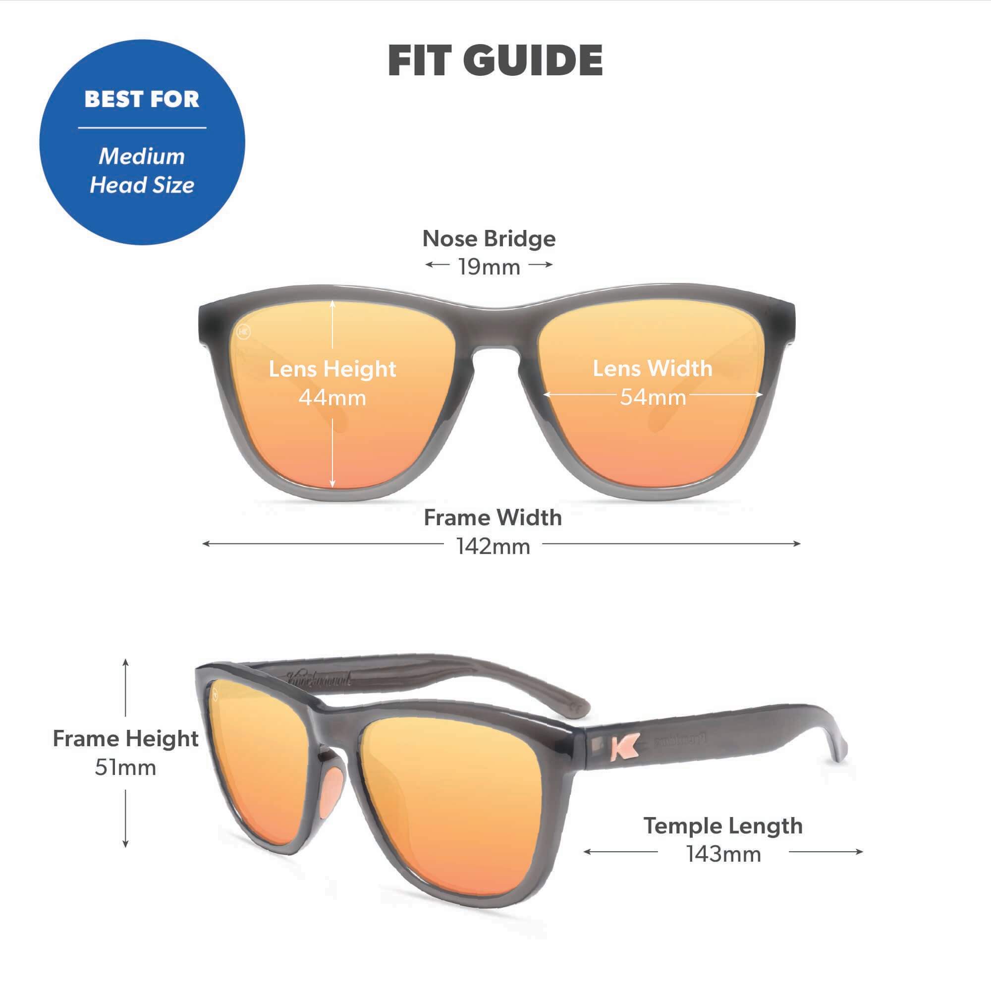 Jelly Grey / Peach Premiums Sport Sunglasses, Fit Guide