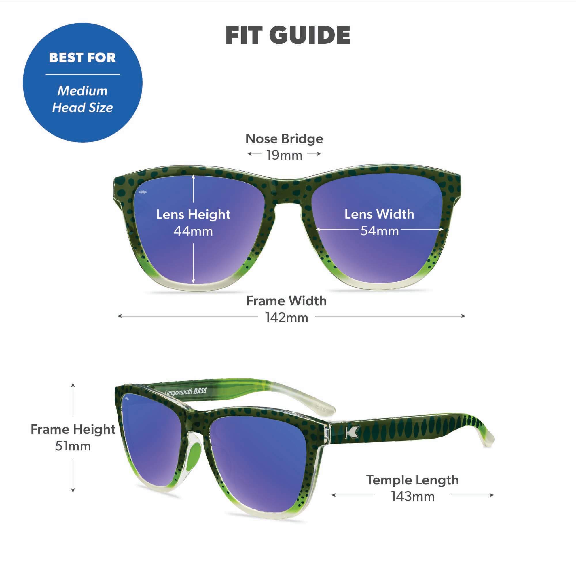 Largemouth Bass Premiums Sport Sunglasses, Fit Guide